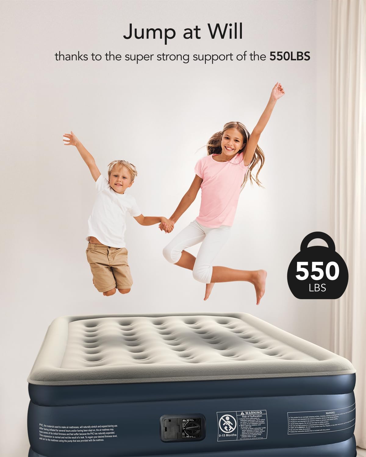 Thumbnail 5 de iDOO R-M001-GY Twin Air Mattress with Built-in Pump and Flocked Top