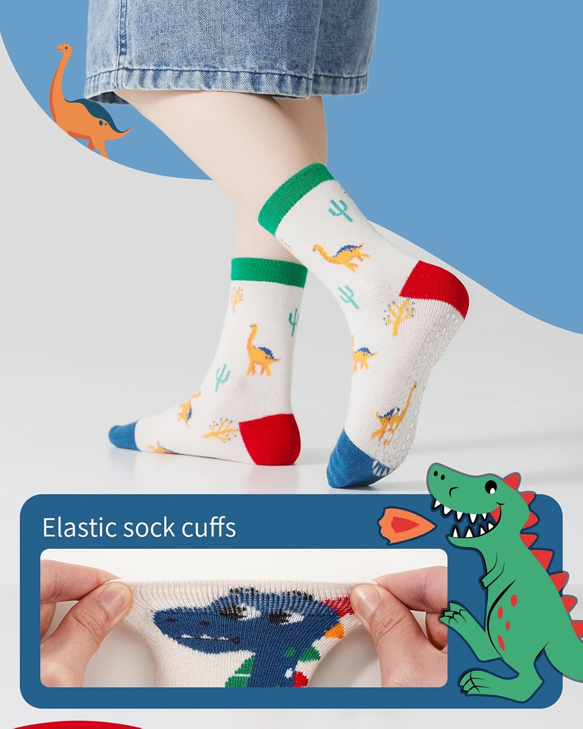 Detalle de Kyopp 5 Paar Stoppersocken Kinder aus Baumwolle (ABS, Tiermotive) 25–37 EU