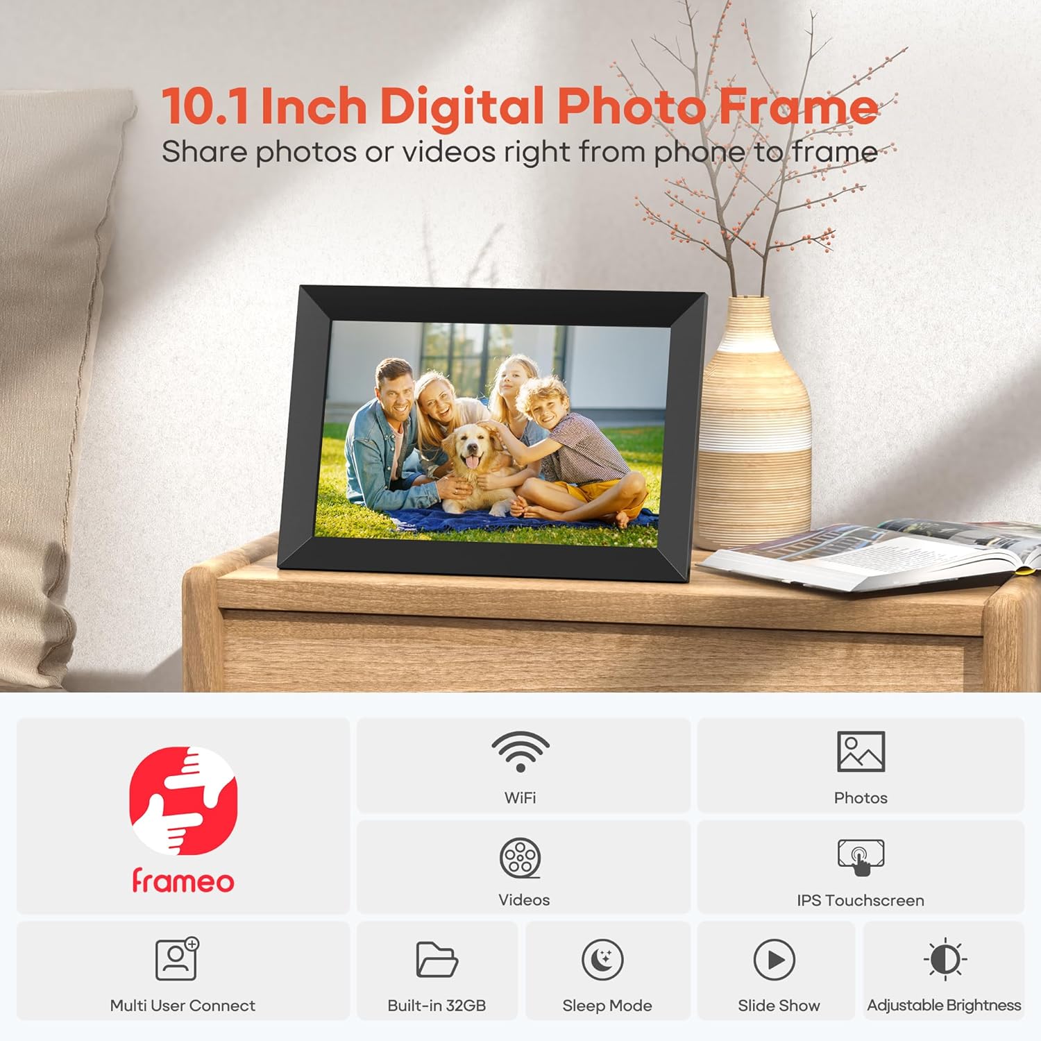 Thumbnail 6 de Frameo WLAN Digitaler Bilderrahmen 2er-Pack – 10,1 Zoll IPS Touchscreen, 32 GB, automatische Drehung