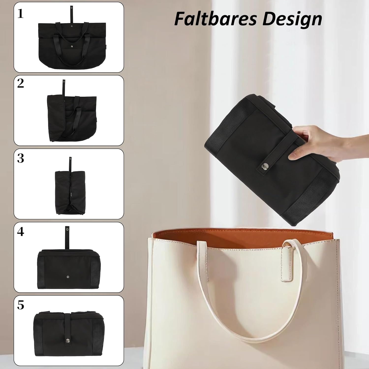 Thumbnail 5 de TANTOMI Handtasche für Damen – leichte geräumige Strand-/Arbeits- und Sporttasche mit Reißverschluss