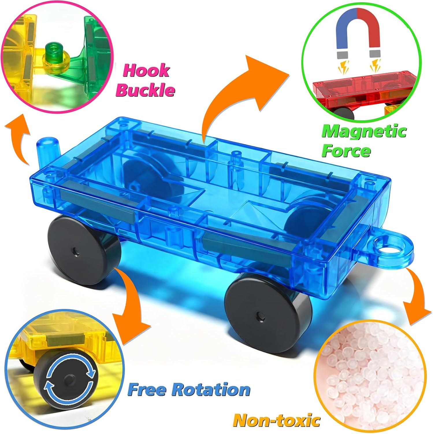 Thumbnail 4 de Qltytoy 8PCS Magnetic Tiles Mini Cars Set — Portable STEM Play for Kids