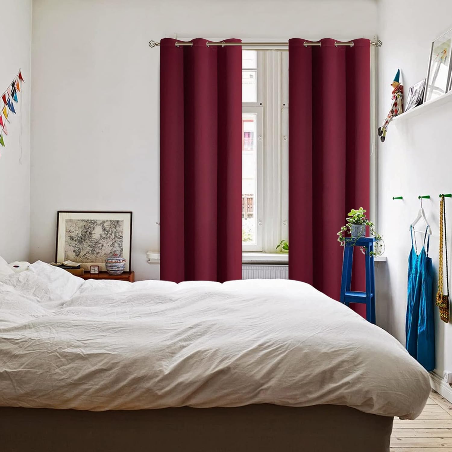 Detalle 2 de BGment 2 Blackout Curtains, Burgundy, 42 x 84 in, Grommet Top, 2 Panels