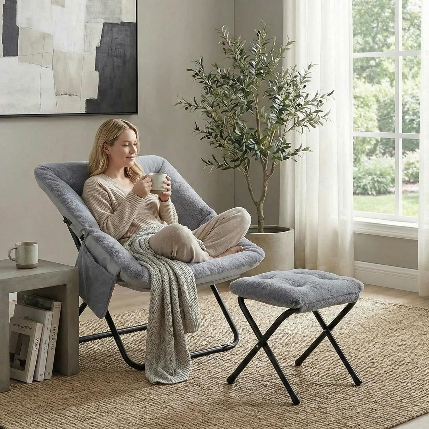 Thumbnail 2 de Clevich sillón de relax plegable gris 72x76x78 cm