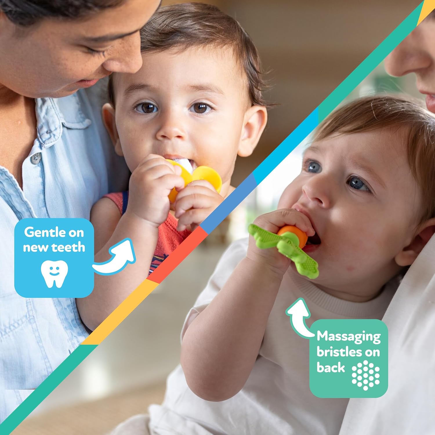 Thumbnail 4 de Nuby NanaNubs Banana Massaging Toothbrush and Carrot Teether (2-Pack) — Baby Teething Toys for 3+ Months