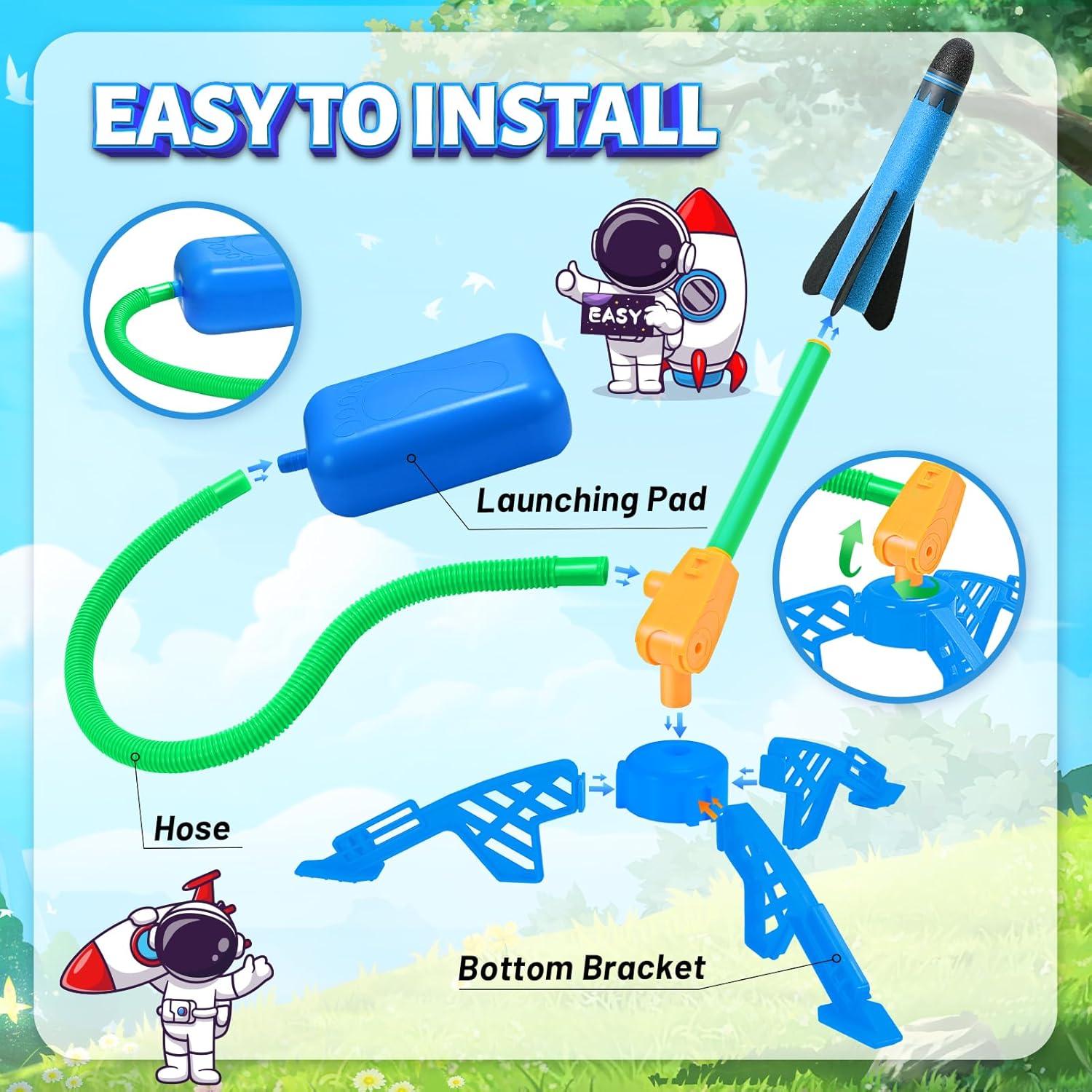 Thumbnail 5 de HappyGoLucky Foam Rockets 4pcs Launcher 50ft