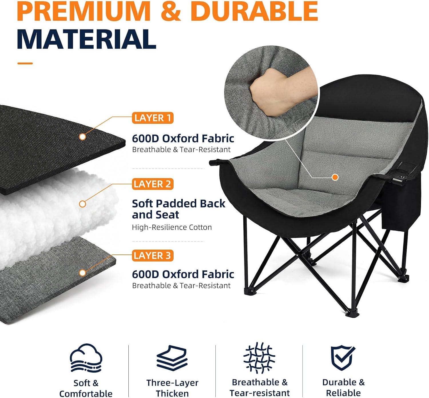 Detalle de DasEpic Oversized Camping Chair 500 lbs