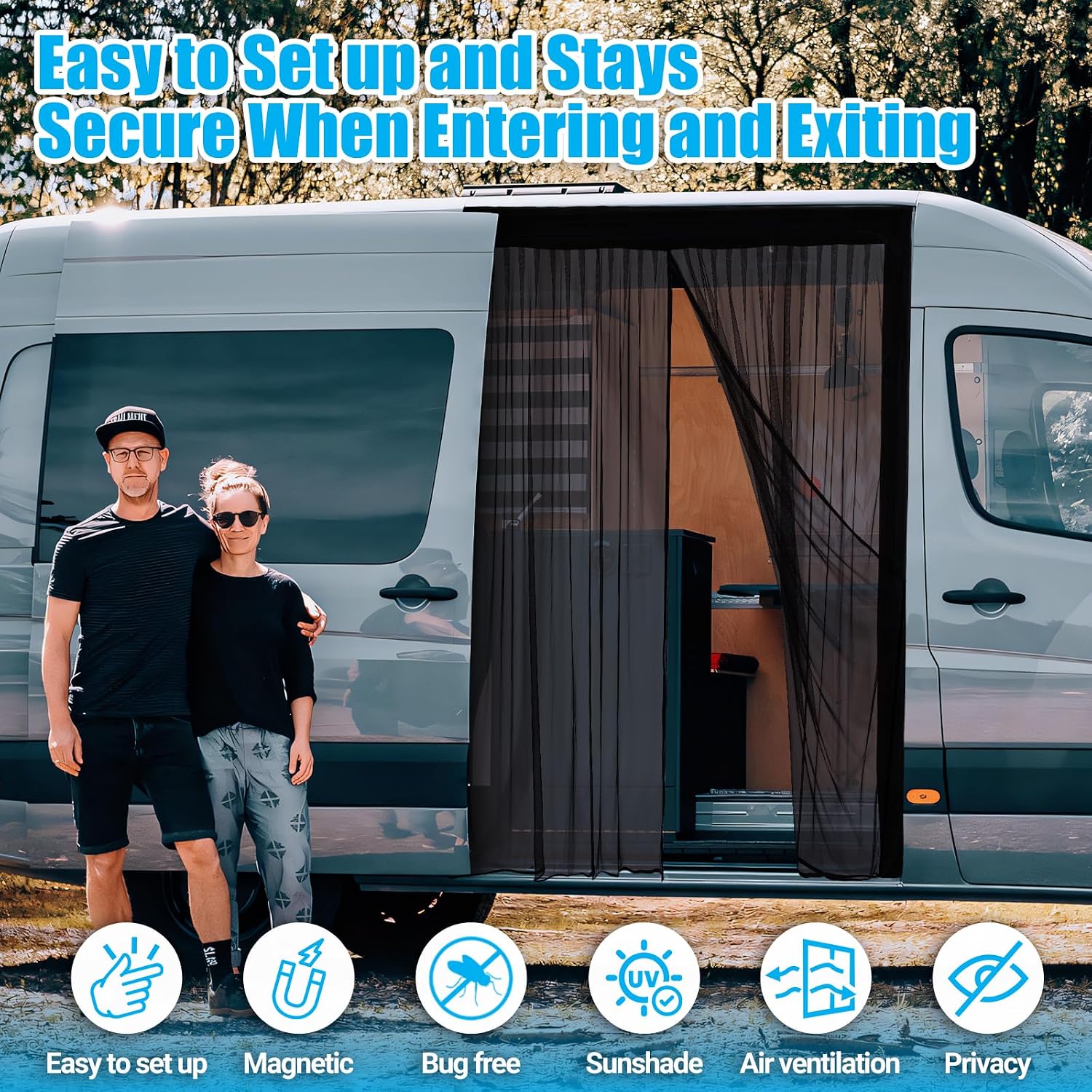 Thumbnail 4 de ZATOOTO Van Bug Screen with Magnetism (150x110cm) for Campervans