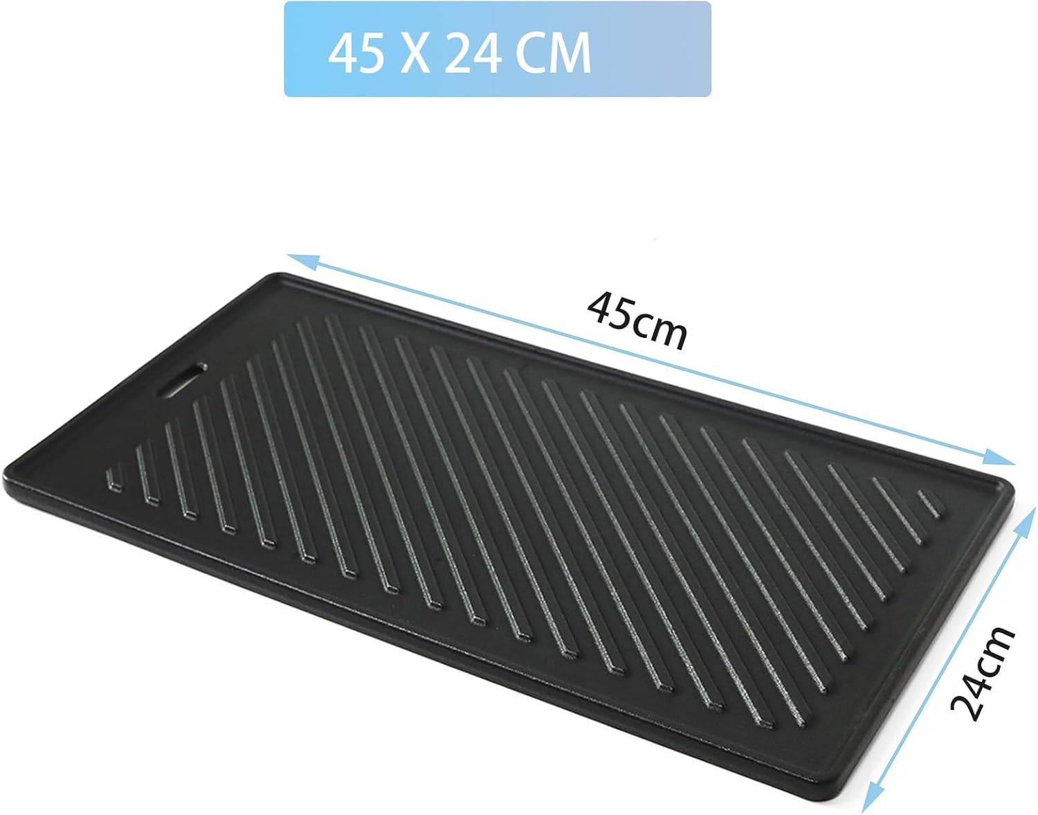 Detalle de Gusseisen Grillplatte für RöSLE VIDERO G2/G3/G4/G6 (ab 2021) – 45 x 24 cm, beidseitig nutzbar