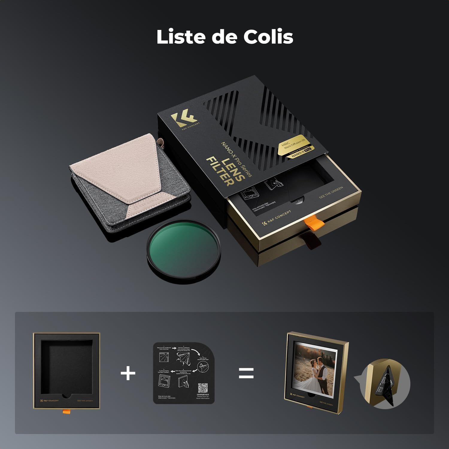 Thumbnail 6 de K&F CONCEPT 67 mm Black Diffusion 1/8 Mist – Filtre cinématographique en cuivre avec 36 couches nano-revêtement