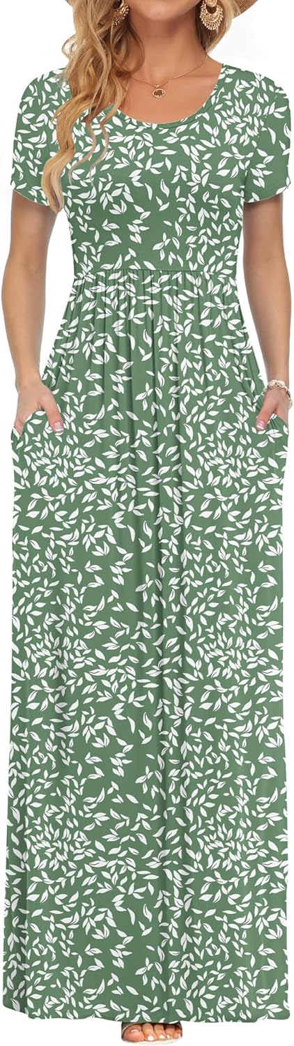 Thumbnail 6 de AUSELILY Women's Classic Short Sleeve Loose Plain Casual Long Maxi Dress (2026)