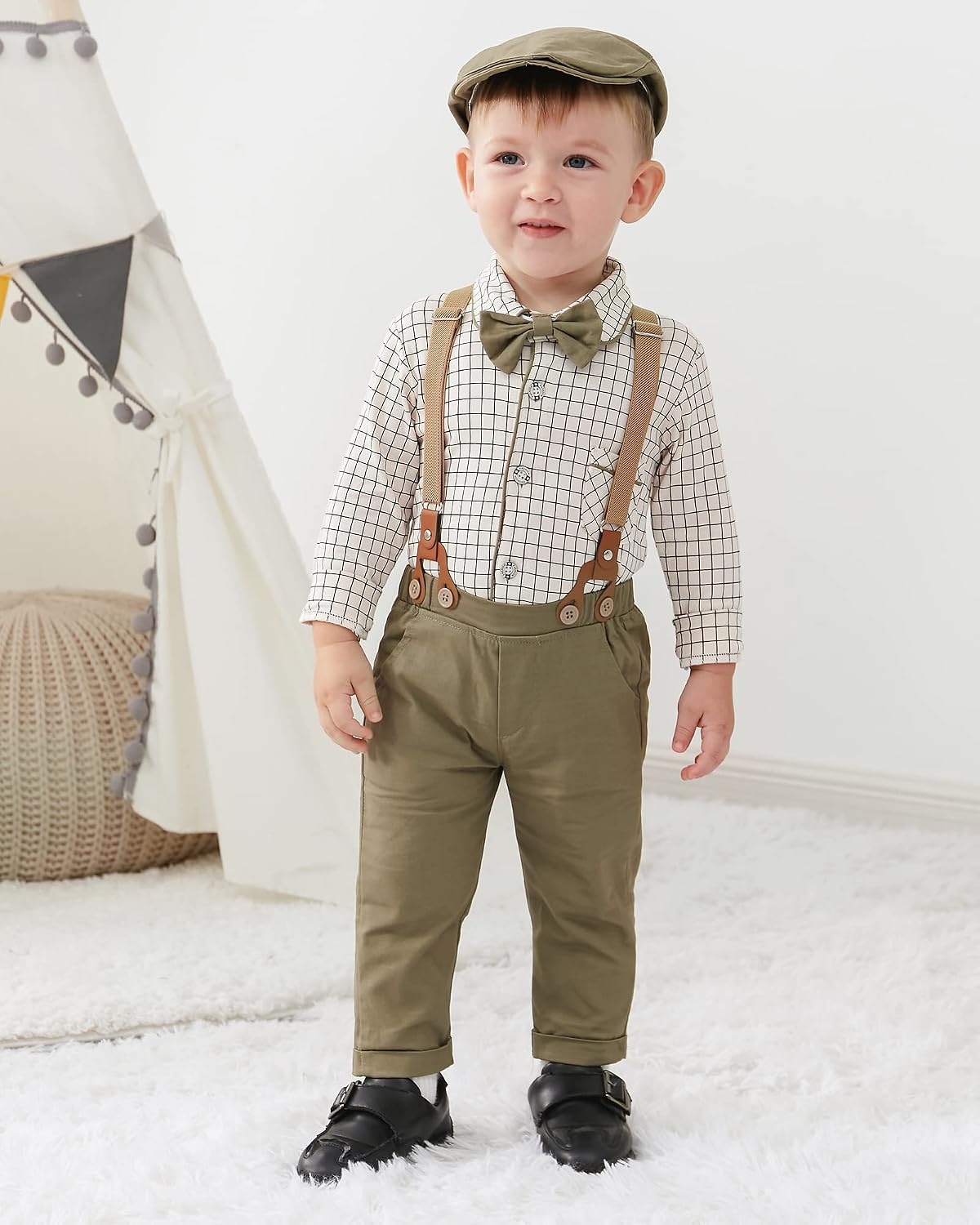 Detalle 2 de Amissz Baby Boy Gentleman Clothes Suit 0-18 Months – 3-Piece Formal Romper Set