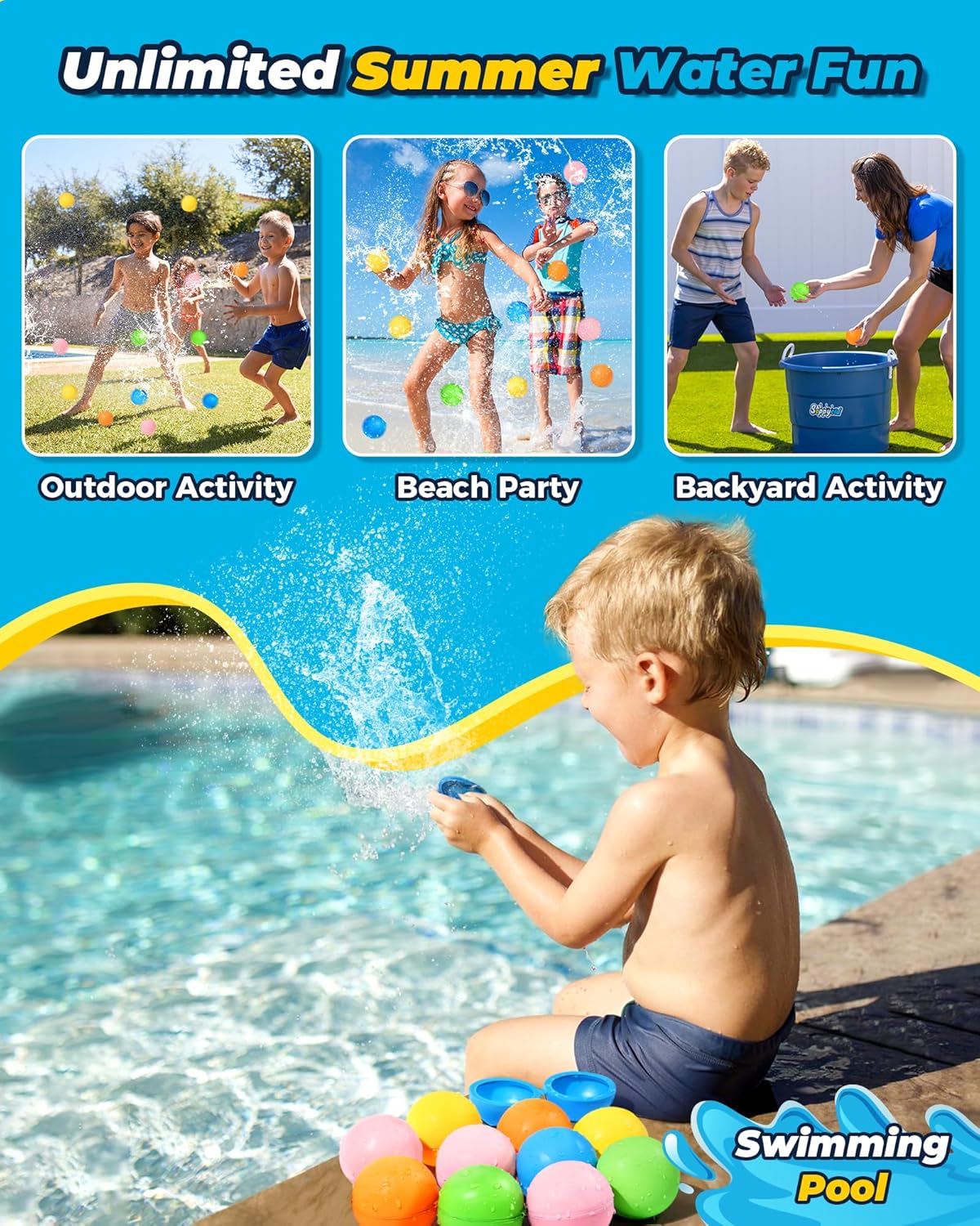 Thumbnail 4 de SOPPYCID 10PCS Reusable Water Balloons Quick Fill