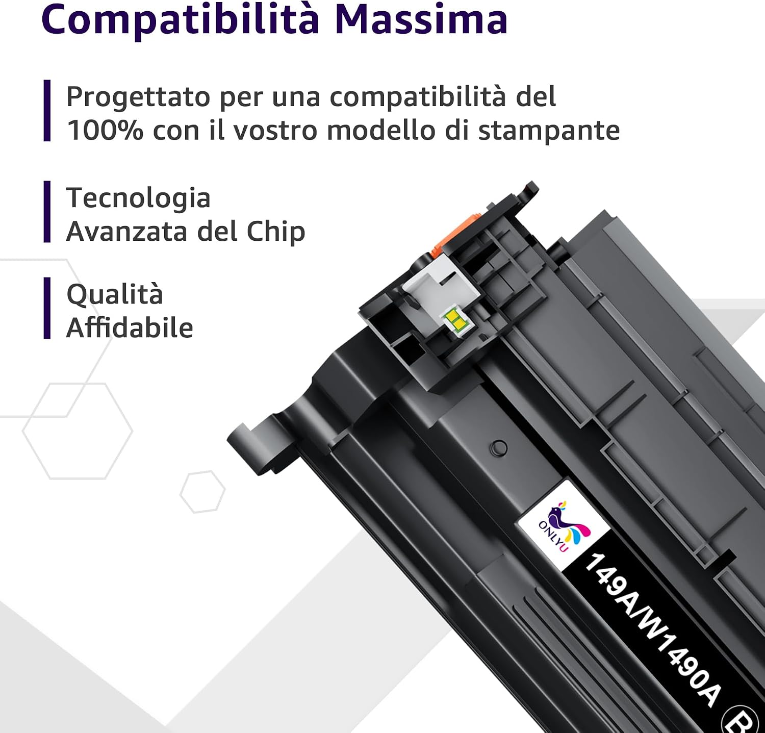 Detalle de ONLYU 149A W1490A Toner nero compatibile con chip per HP LaserJet Pro 4002 e MFP 4102 (1 nero)