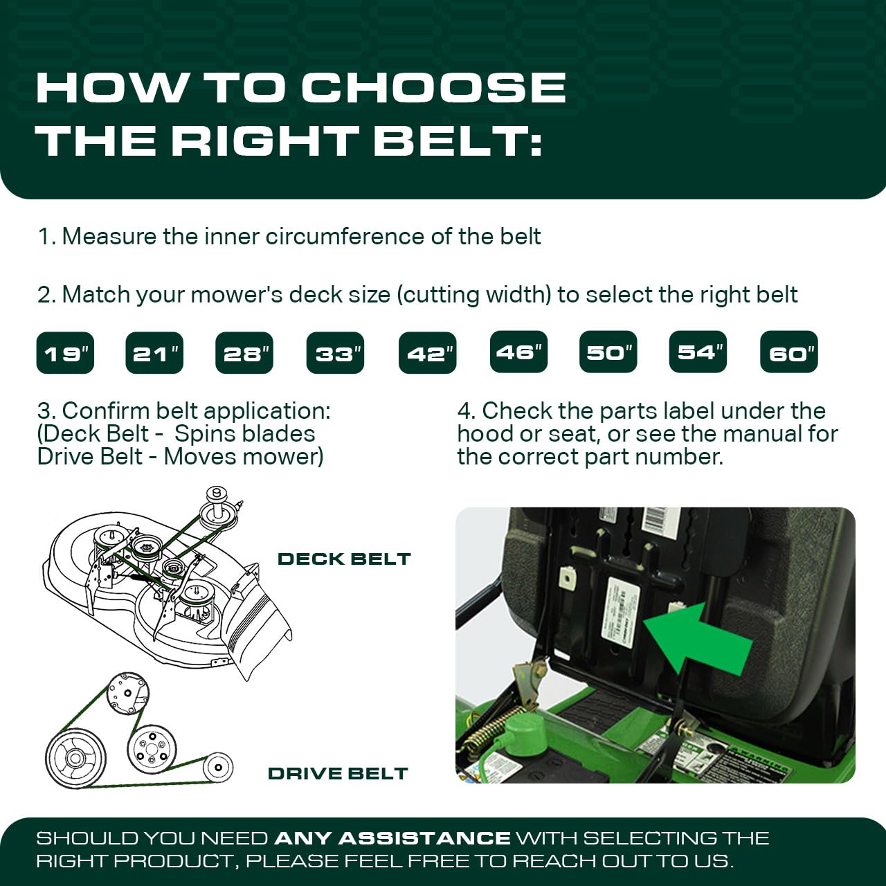 Thumbnail 3 de UDC Mower Belts GX20072 42-inch Deck Belt Replacement (Kevlar cord)