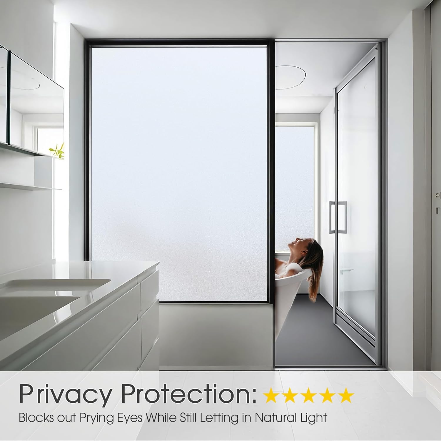 Thumbnail 1 de Lifetree Frosted Window Film Privacy Opaque Glass Film (115x200 cm) – Non-Adhesive Static Cling