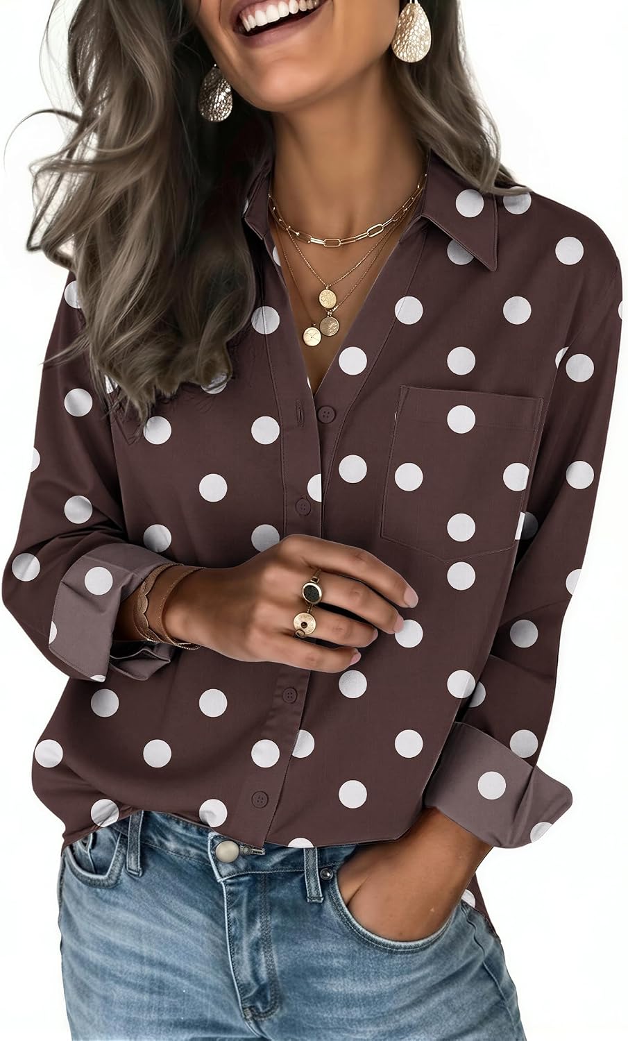 Thumbnail 6 de Zeagoo Long-Sleeve Button-Down Blouse with 4-Way Stretch Fabric