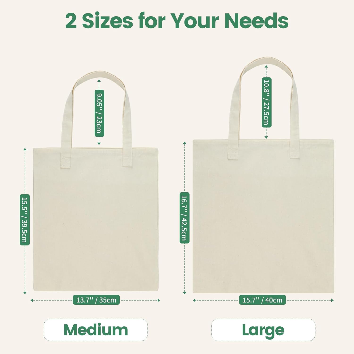 Thumbnail 3 de Carbrea 12 Pack Canvas Tote Bag (Lightweight Thin) – Beige blank reusable bags for DIY, sublimation, and gifting