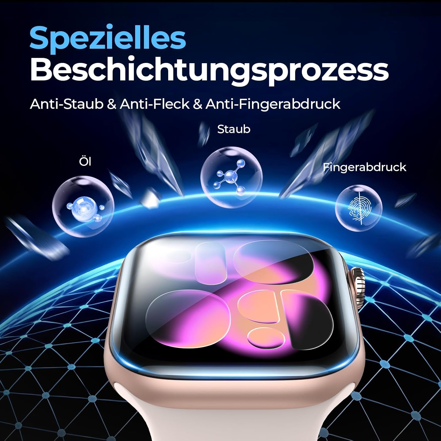 Detalle de LK Displayschutzfolie 8er-Set für Apple Watch 42mm Series 11/10 – TPU, selbstheilend, blasenfrei