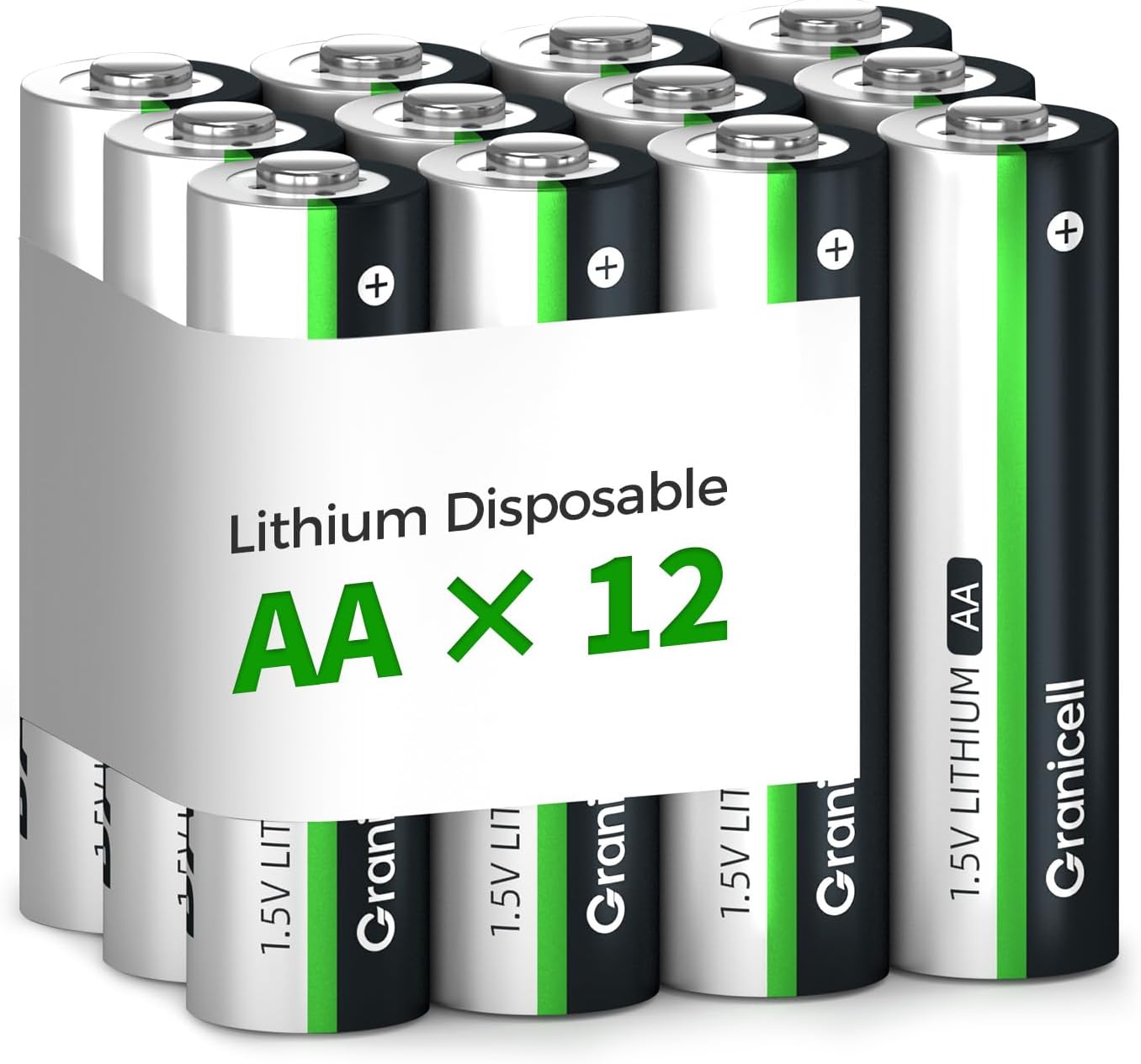 Detalle de Granicell Lithium AA Batteries, 12-Pack, 1.5V, 3500mAh