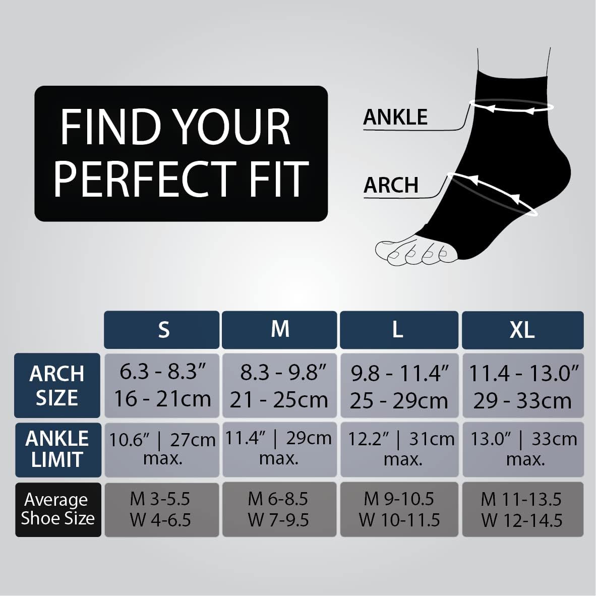 Detalle 2 de Rymora Foot Compression Socks Sleeves (Black) – Ease plantar fasciitis discomfort for heel, arch & ankle support (Large, 25–29cm arch circumference)