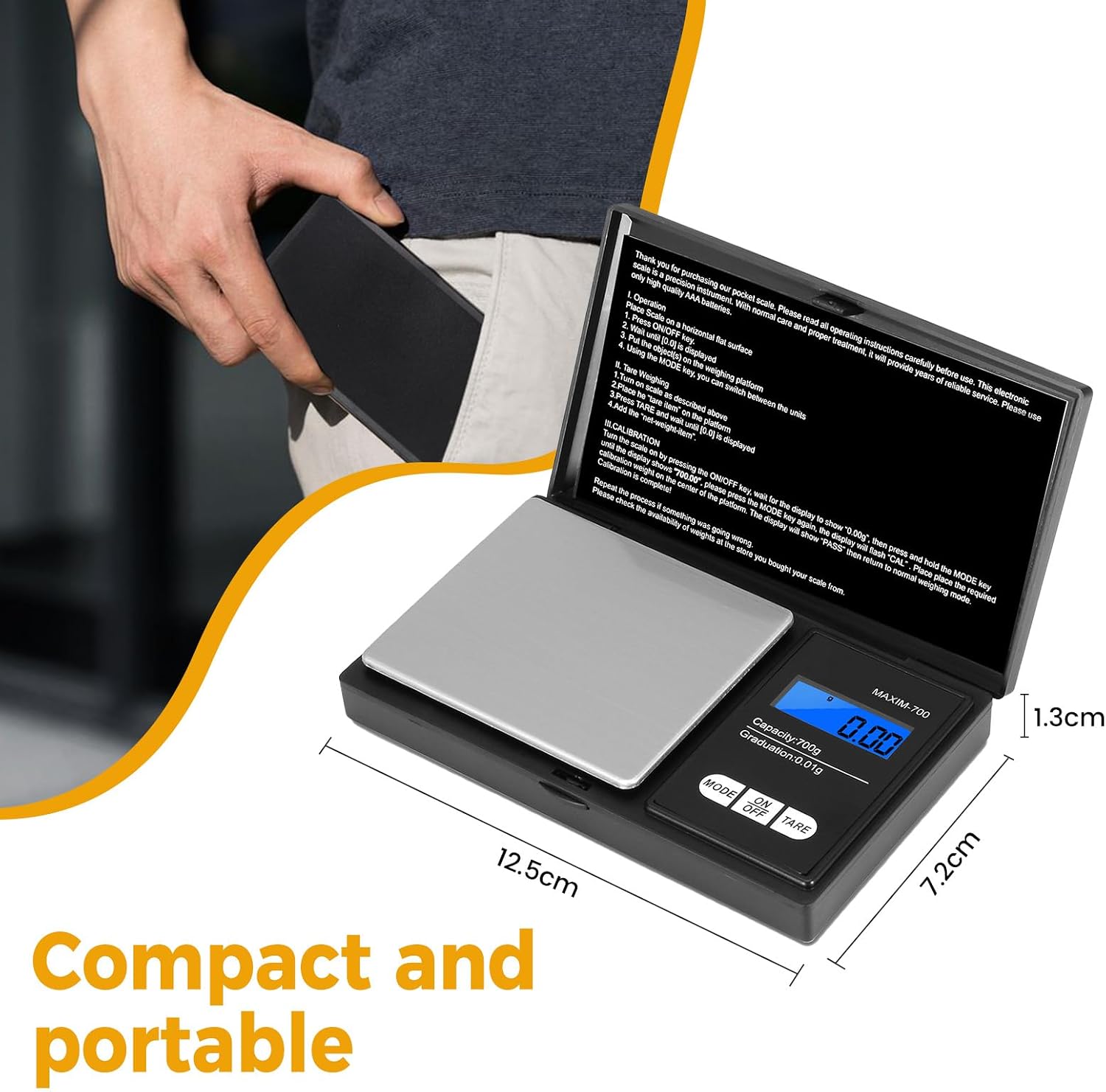 Detalle de Oderra 0.01g Mini Digital Scale 700g