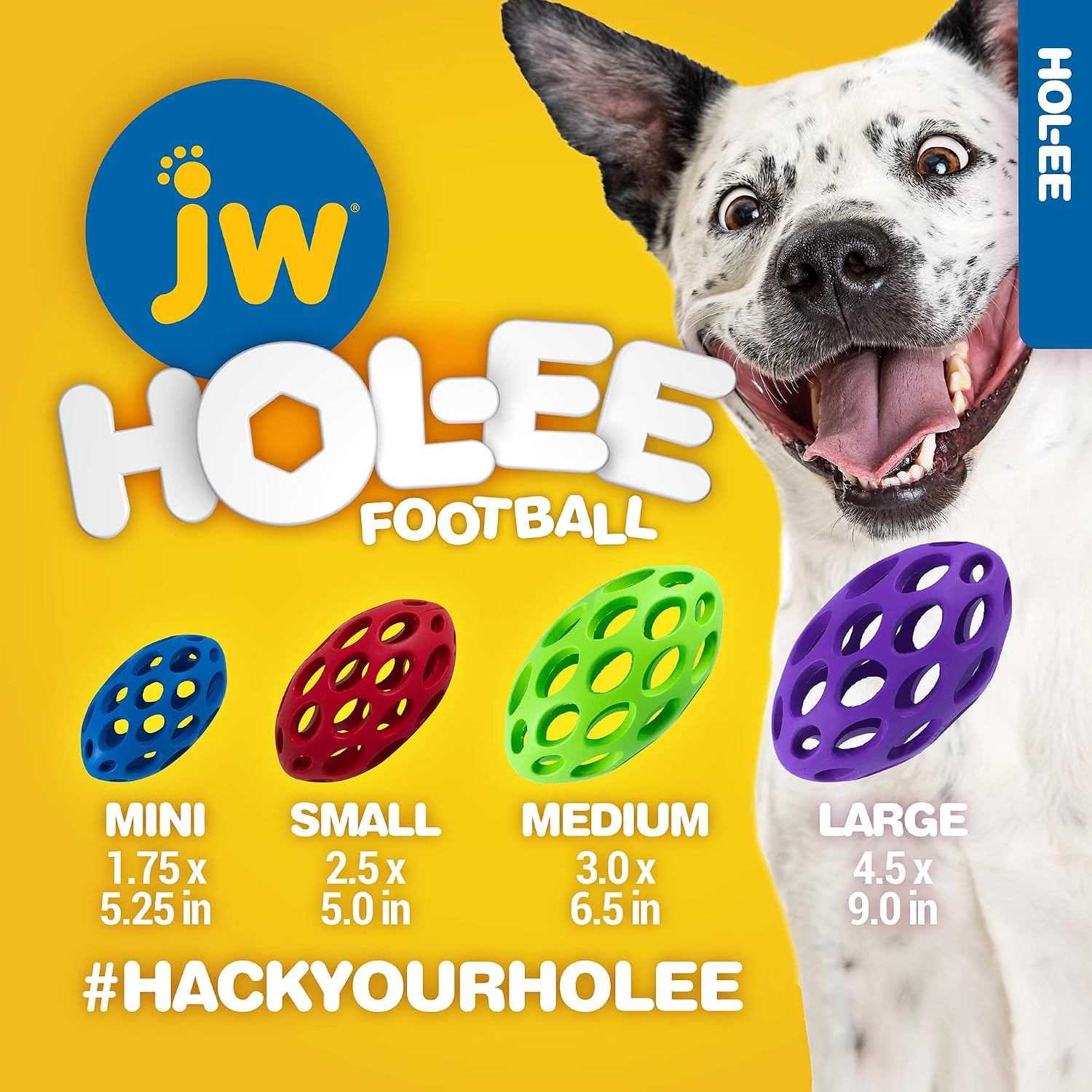 Detalle 2 de JW Pet SPHERICON Football Shaped Chew and Treat Fetch Dog Toy – Medium (6 inch)