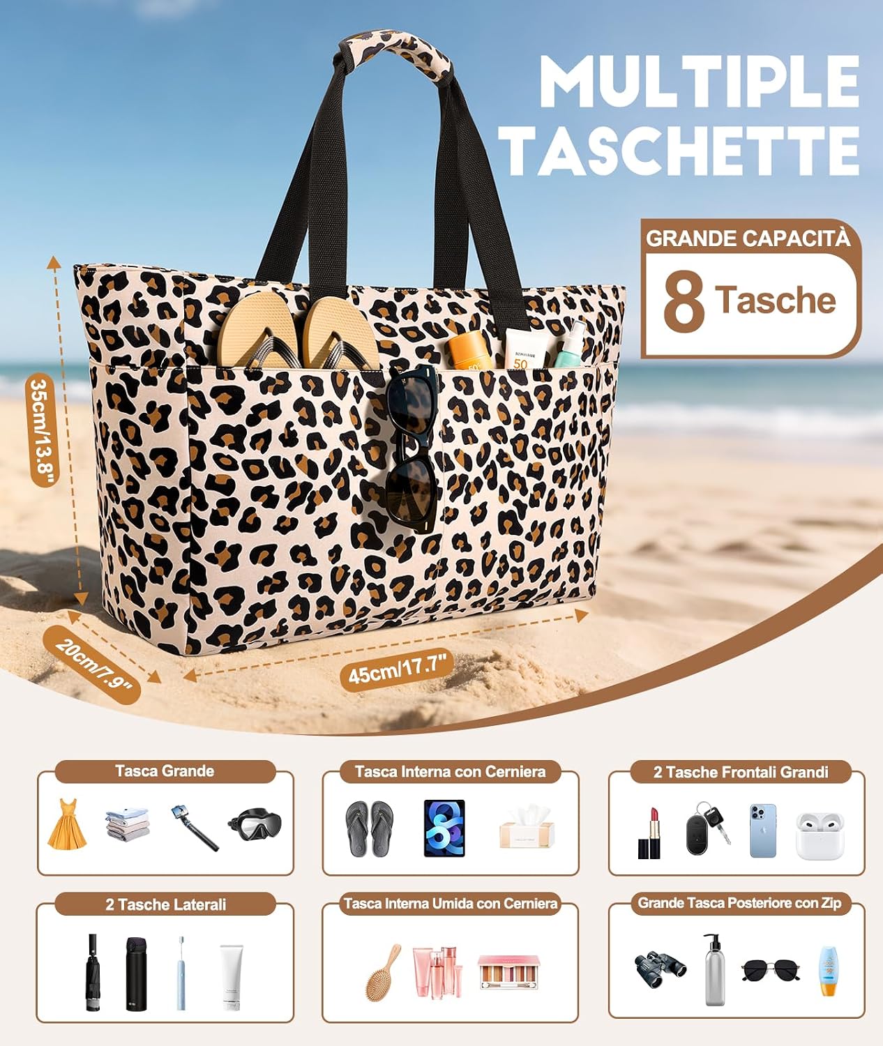 Detalle de ISEYOU Borsa Mare Grande XXL Famiglia: grande capacità, impermeabile e versatile