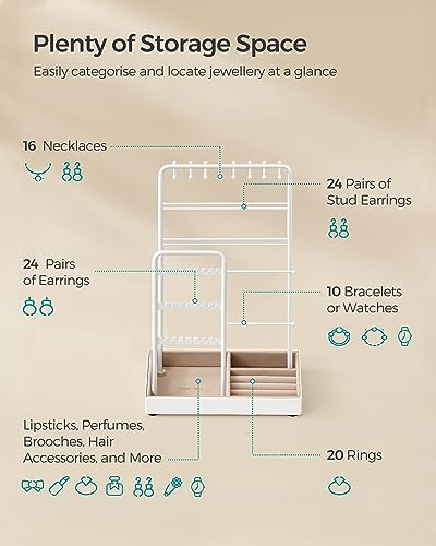 Detalle de SONGMICS Jewellery Stand, Jewellery Display Stand with Velvet Tray