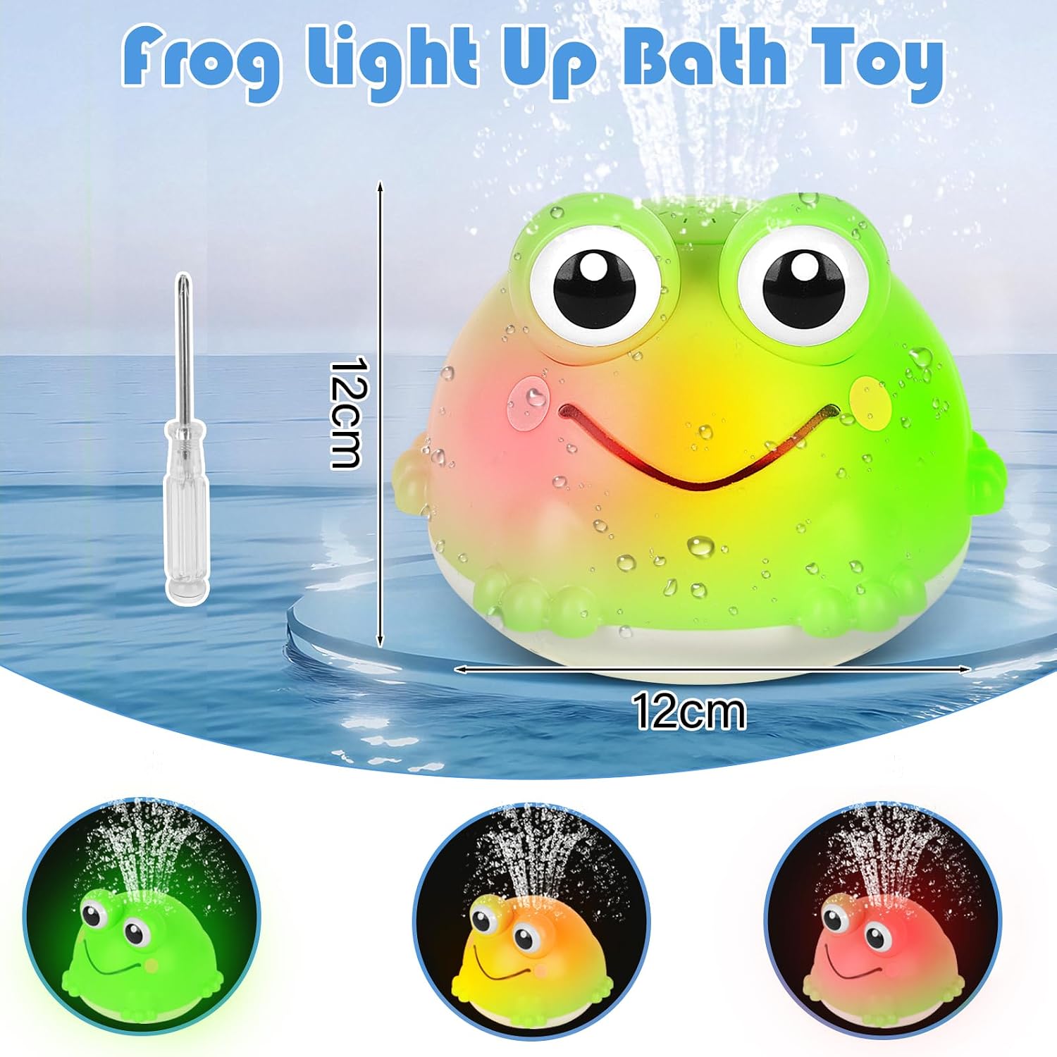 Thumbnail 6 de Withosent Frosch-Spritzball als Badewannenspielzeug mit Licht und automatischem Wasserspray