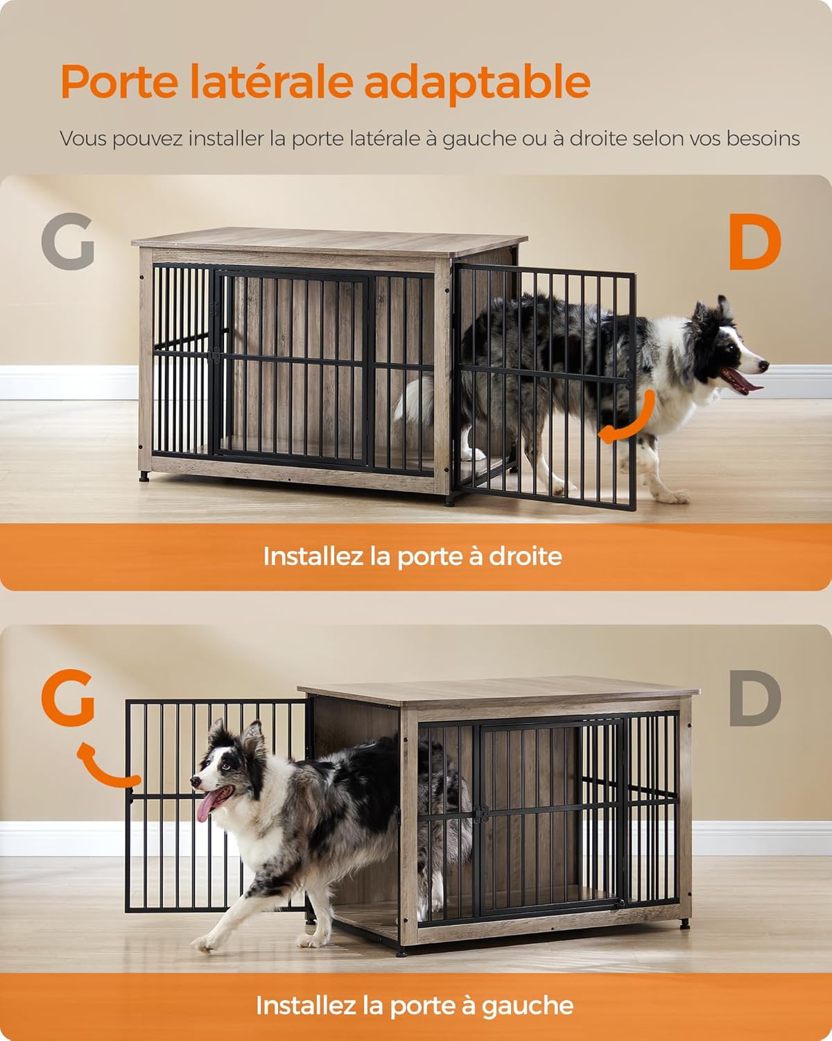 Thumbnail 5 de Feandrea Meuble Cage pour Chien PFC023G01 – table d’appoint moderne 2 en 1, pour chiens jusqu’à 32 kg