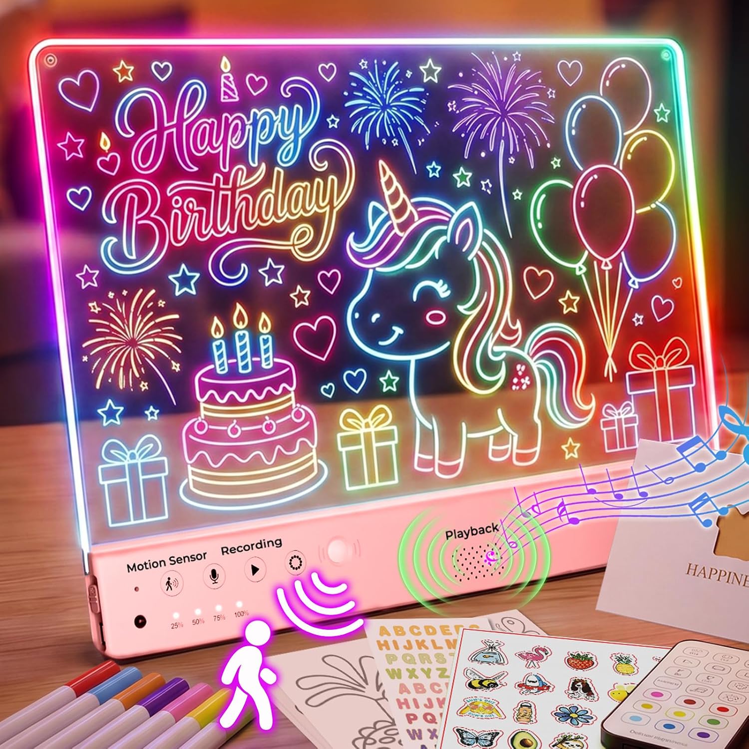 Detalle de Mukypixy muk-hbd-2-pk-zhu 16-Inch LED Drawing Board, 9 Colors