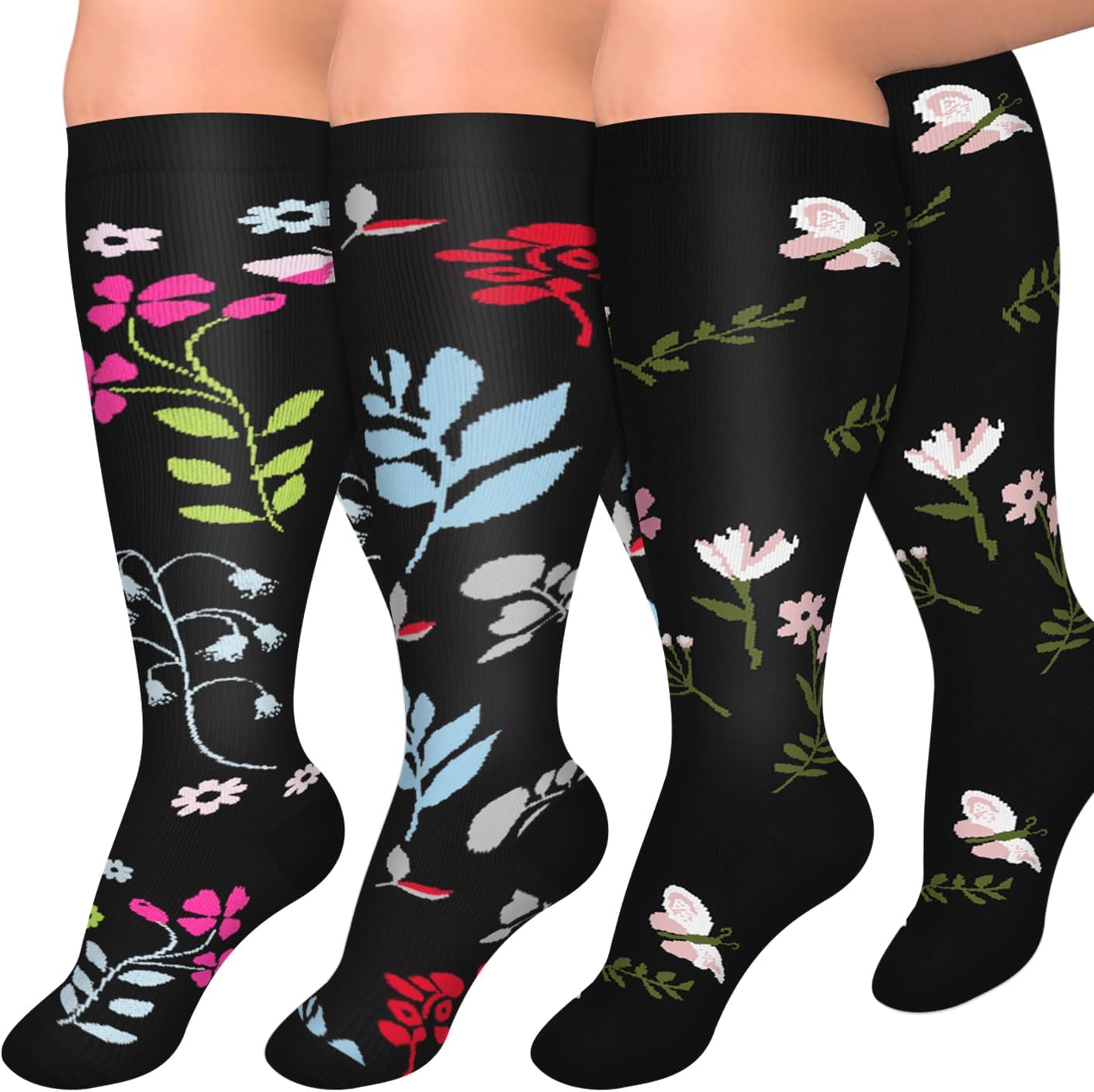 Detalle de Diu Life Plus Size Compression Socks, 3 Pairs, Wide-Calf Knee-High, 15–20 mmHg