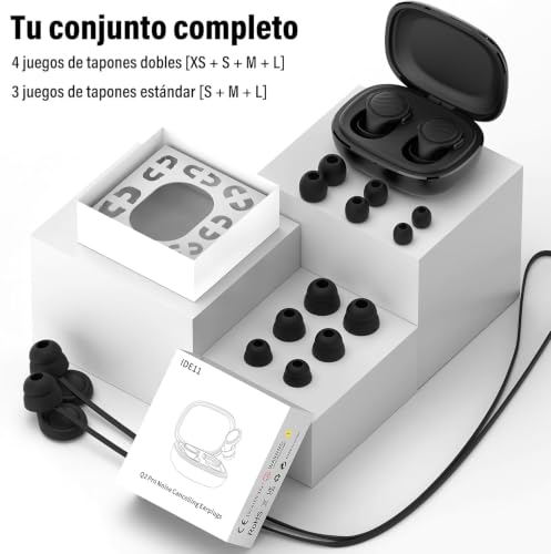 Thumbnail 7 de Tapones oídos IDE11: reducción de ruido reusable con 7 pares de silicona para dormir, estudiar, viajar y conciertos