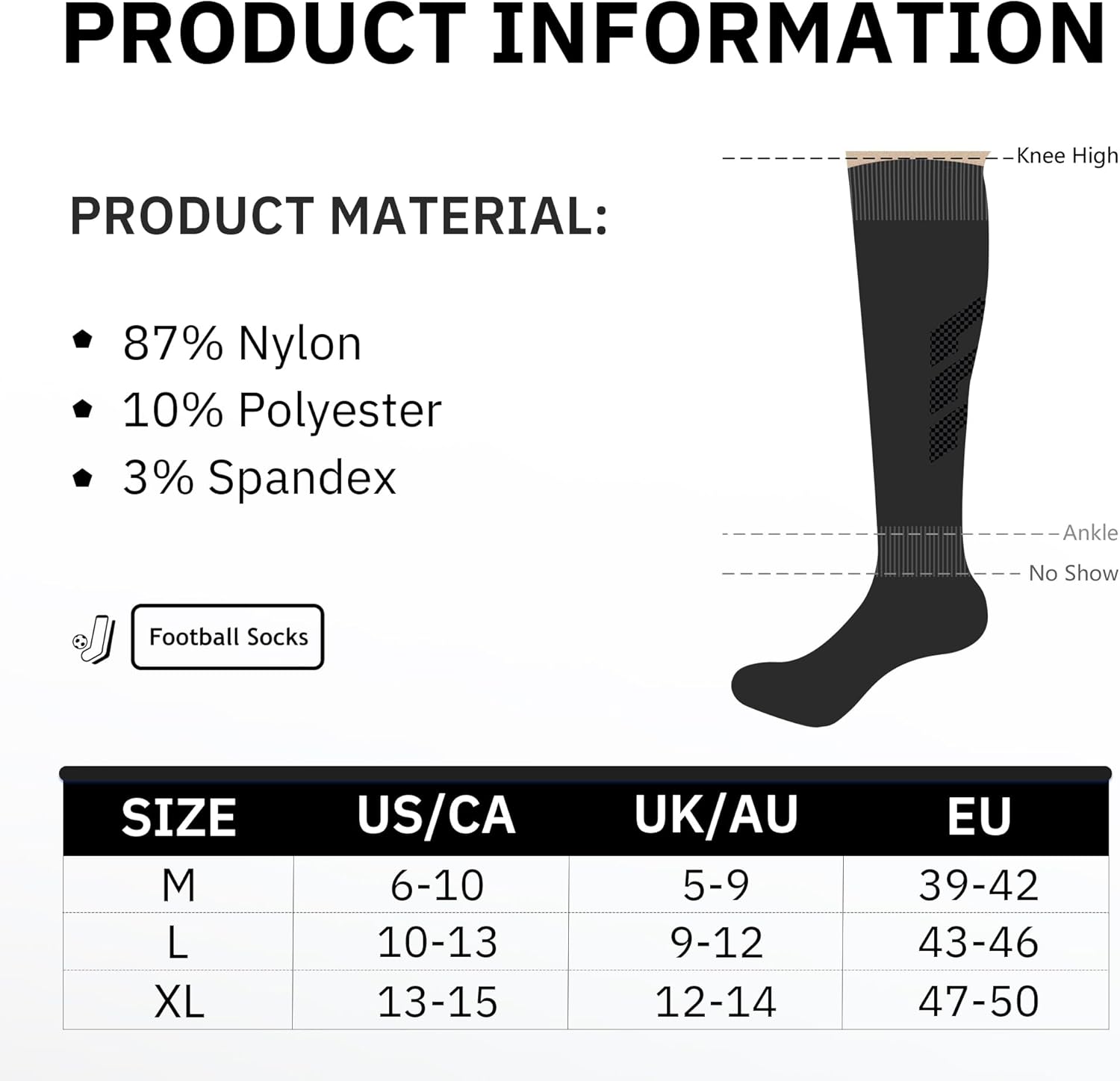 Thumbnail 5 de CLOSEMATE 2 Pairs Football Knee High Sport Socks – Moisture-Wicking, Cushioned & Anti-Blister