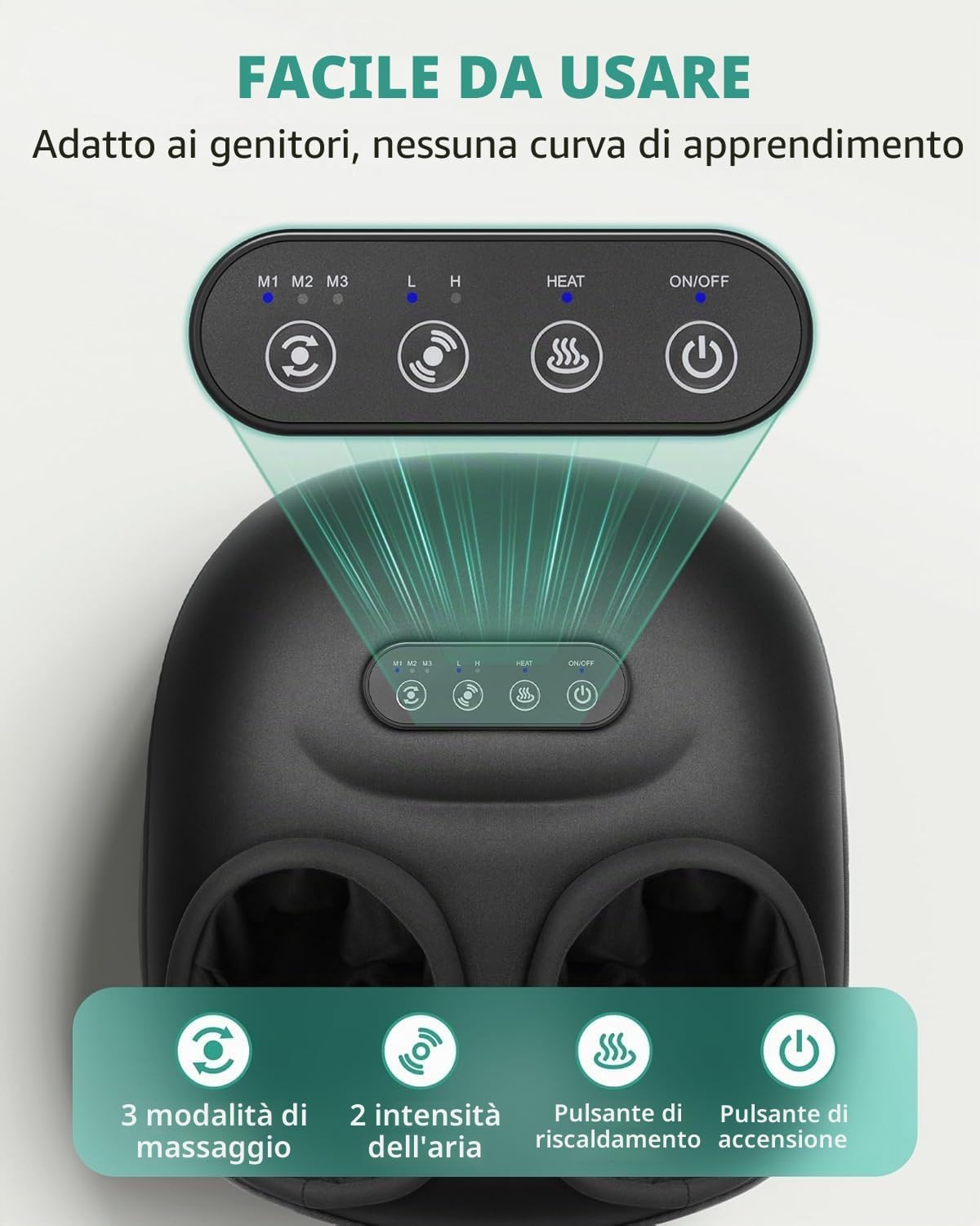 Detalle de Medcursor Massaggiatore per piedi con calore: sollievo profondo e impasto mirato per casa o ufficio