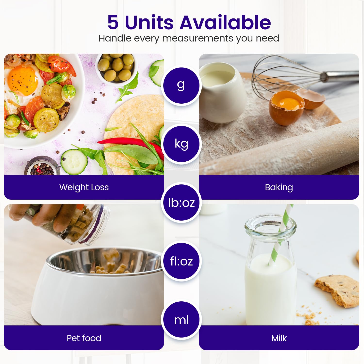 Thumbnail 1 de USB C Rechargeable Digital Kitchen Scale (15 kg) with Tare & 1 g Precision