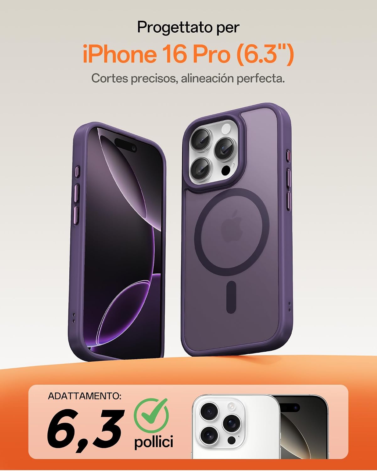 Detalle 2 de UNBREAKcable iPhone 16 Pro, cover magnetica 6,3