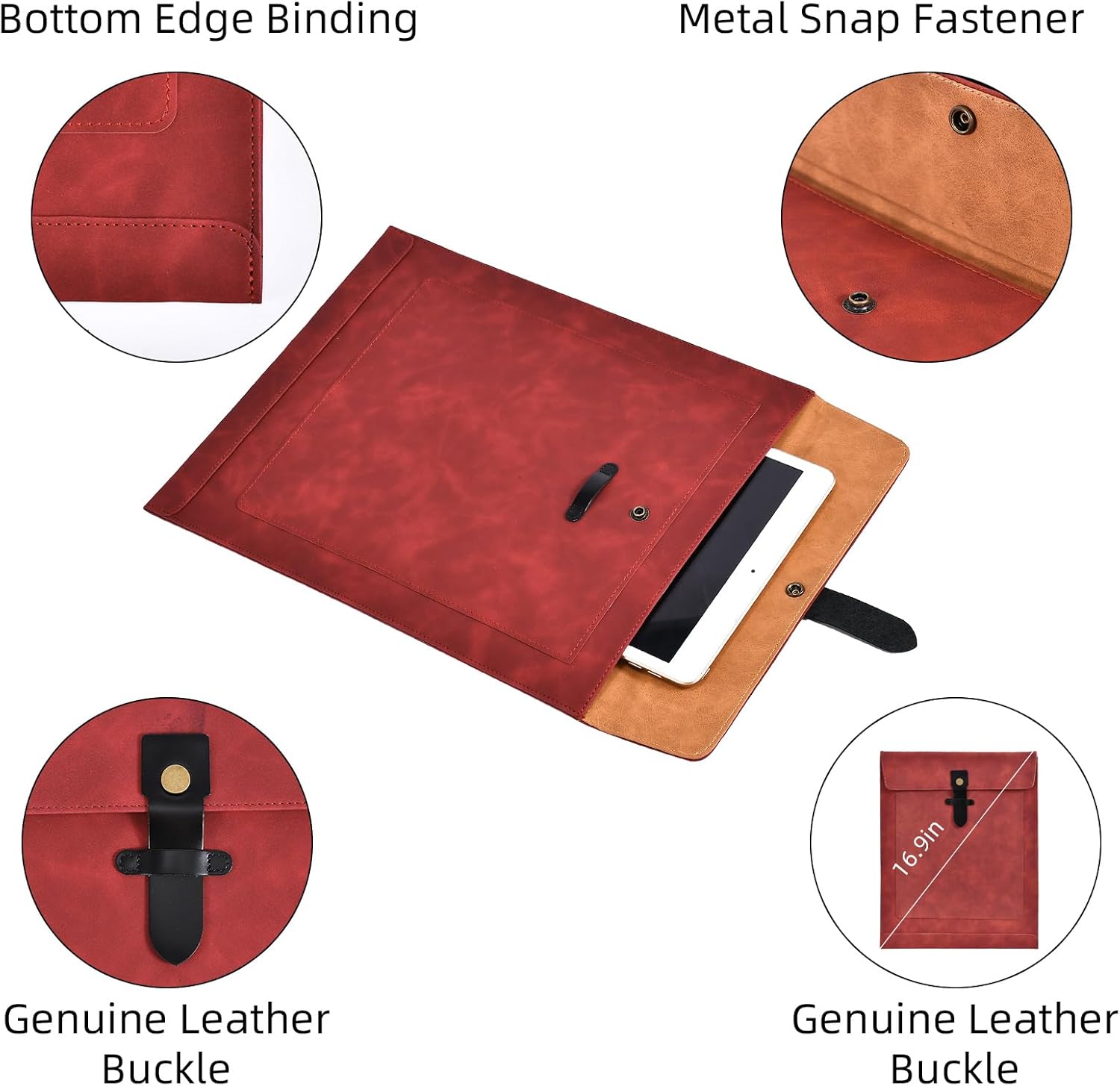 Thumbnail 1 de QIXIN Brown Matte PU Leather File Folder (A4) with Button Closure