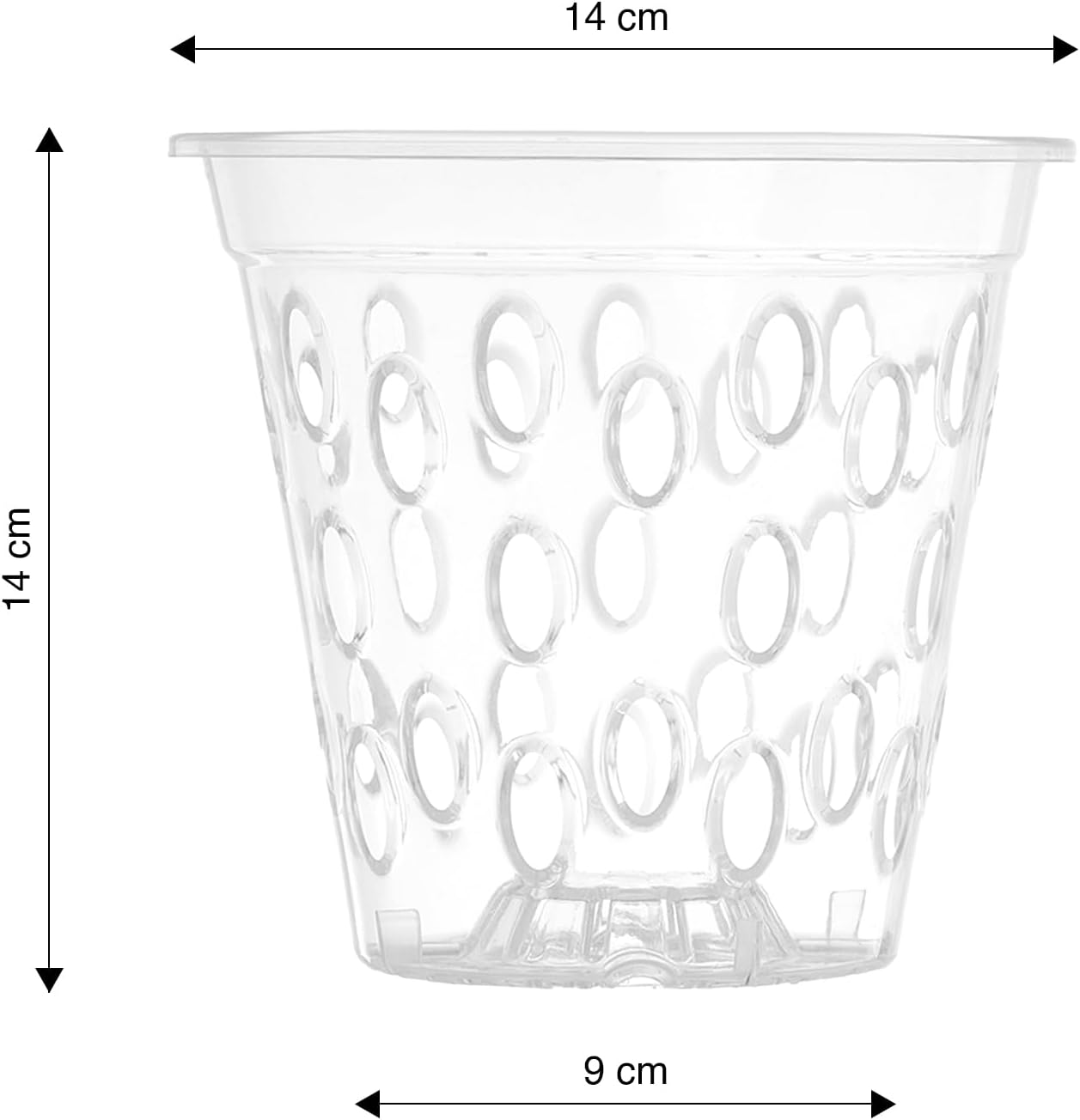 Thumbnail 1 de Kalapanta 5 Vasi Microforati Trasparenti Ø14 cm – kit interno in plastica riciclabile, fondo rialzato, Made in Italy