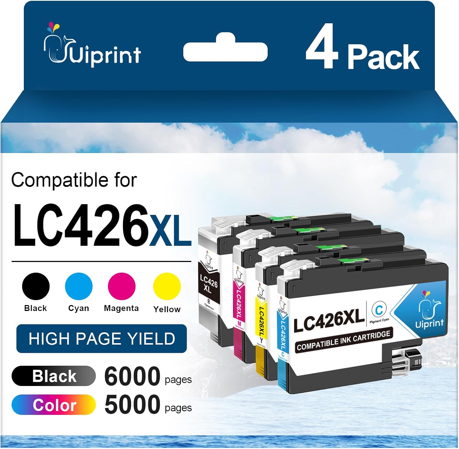 Detalle de Uiprint LC426XL LC 426XL: Cartucce d'inchiostro compatibili per Brother MFC-J4335DW/J4340DW/J4535DW/J4540DW – 4 pezzi (nero/ciano/magenta/giallo)