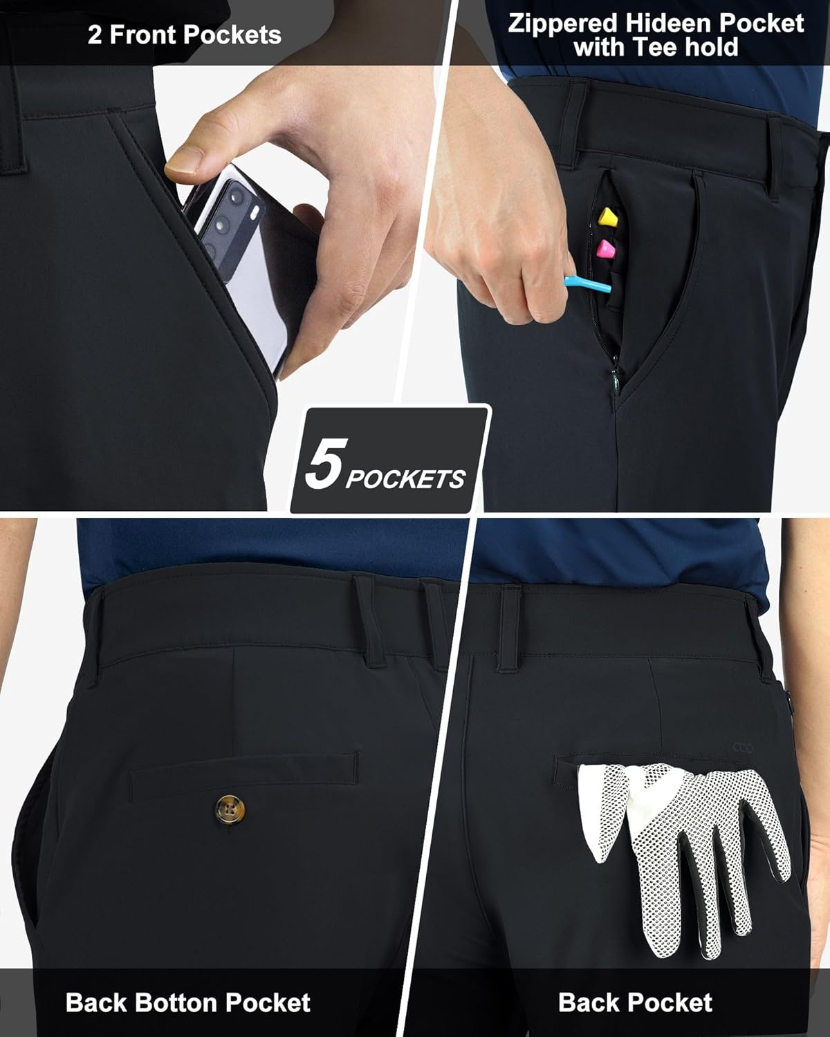 Thumbnail 4 de 33,000ft Herren Golfhose – atmungsaktive Stretch-Hose mit Schnell-Trocken-Finish