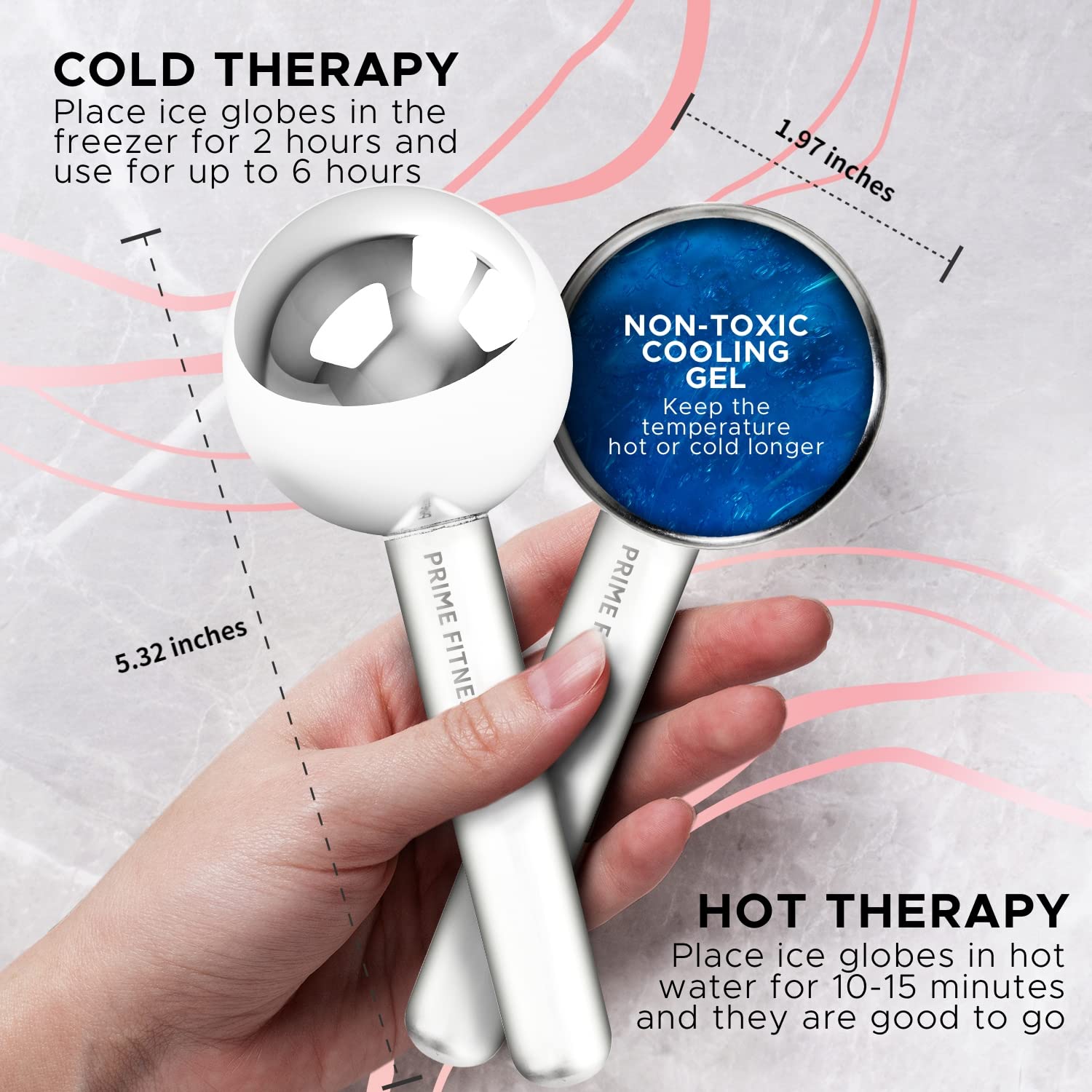 Thumbnail 2 de Ice Globes for Facials Unbreakable Steel Roller