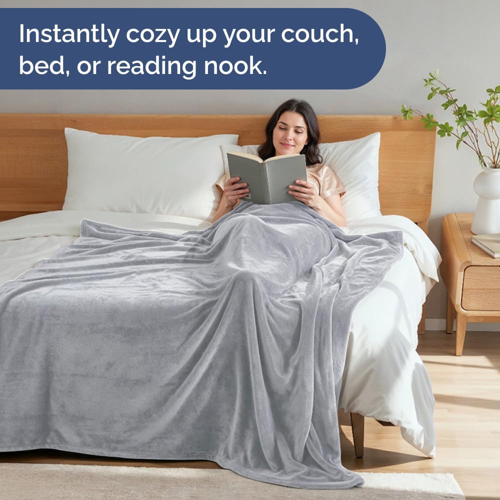 Thumbnail 3 de CGK Unlimited Ultra Soft Fleece Blanket Throw (Grey) — lightweight, breathable microplush for couch, bed, and travel