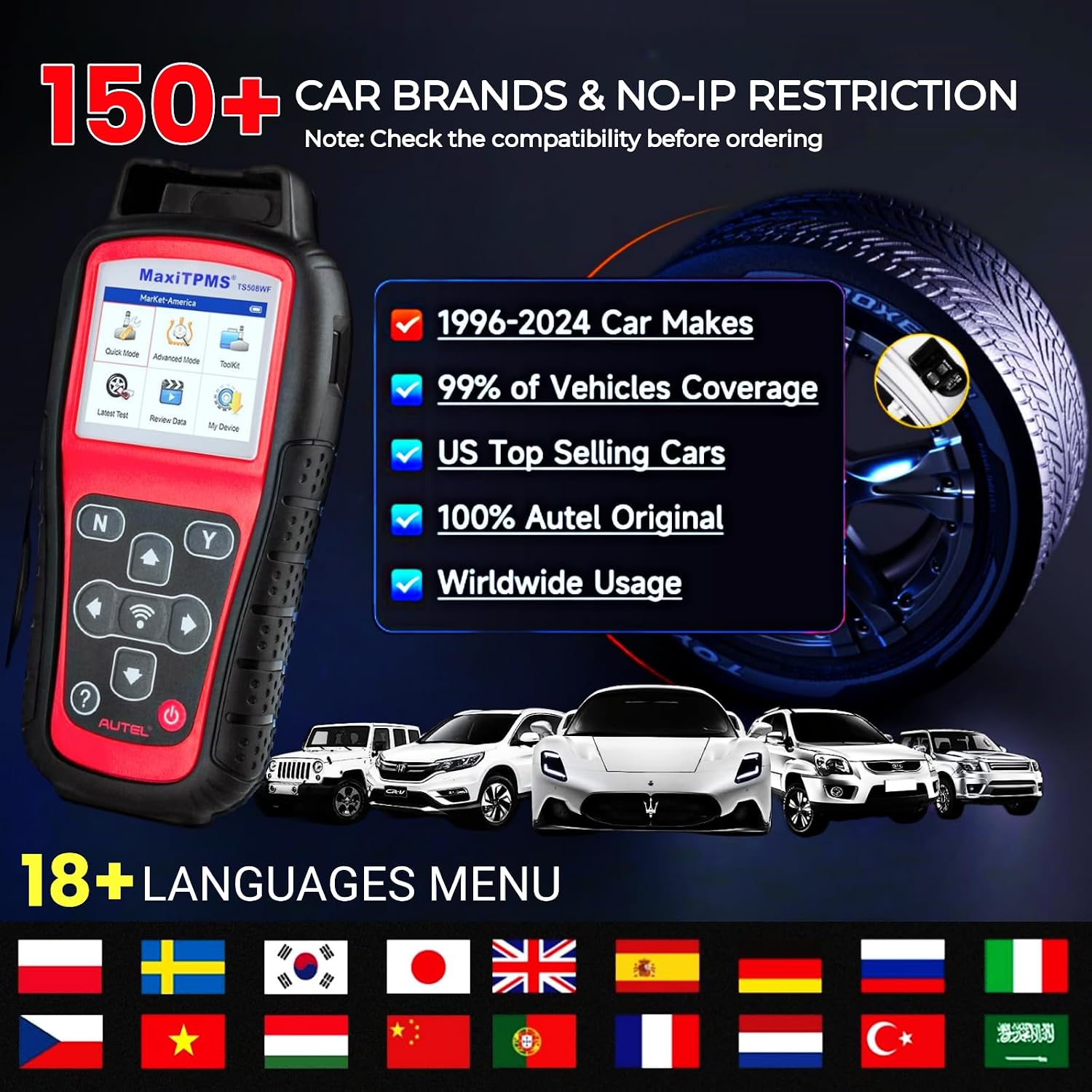 Thumbnail 6 de Autel MaxiTPMS TS508WF TPMS Relearn Tool: Dual-Mode Relearn, Autel MX-Sensor Programming, Free Lifetime Updates