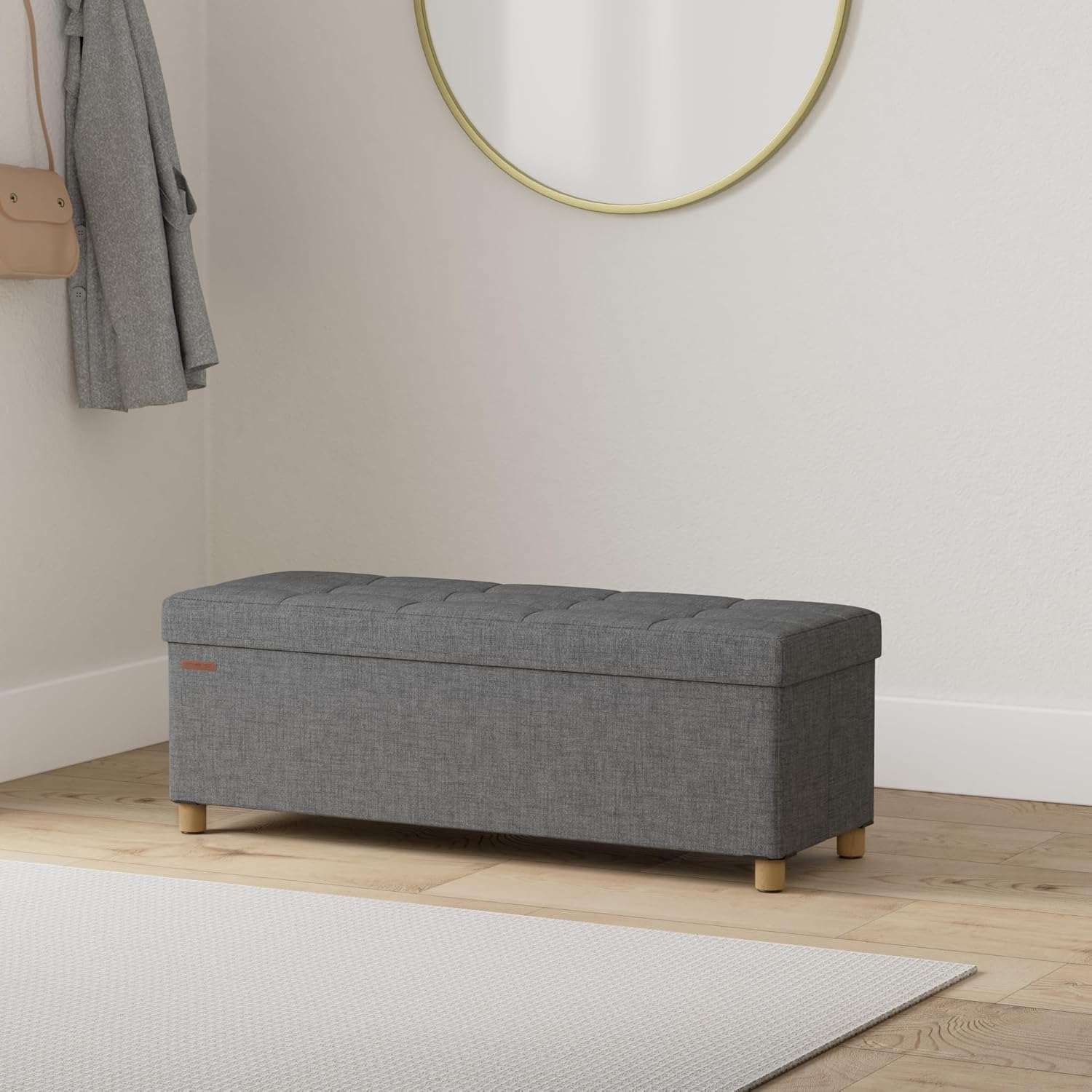 Detalle 2 de SONGMICS Sitzhocker mit Stauraum 112 L