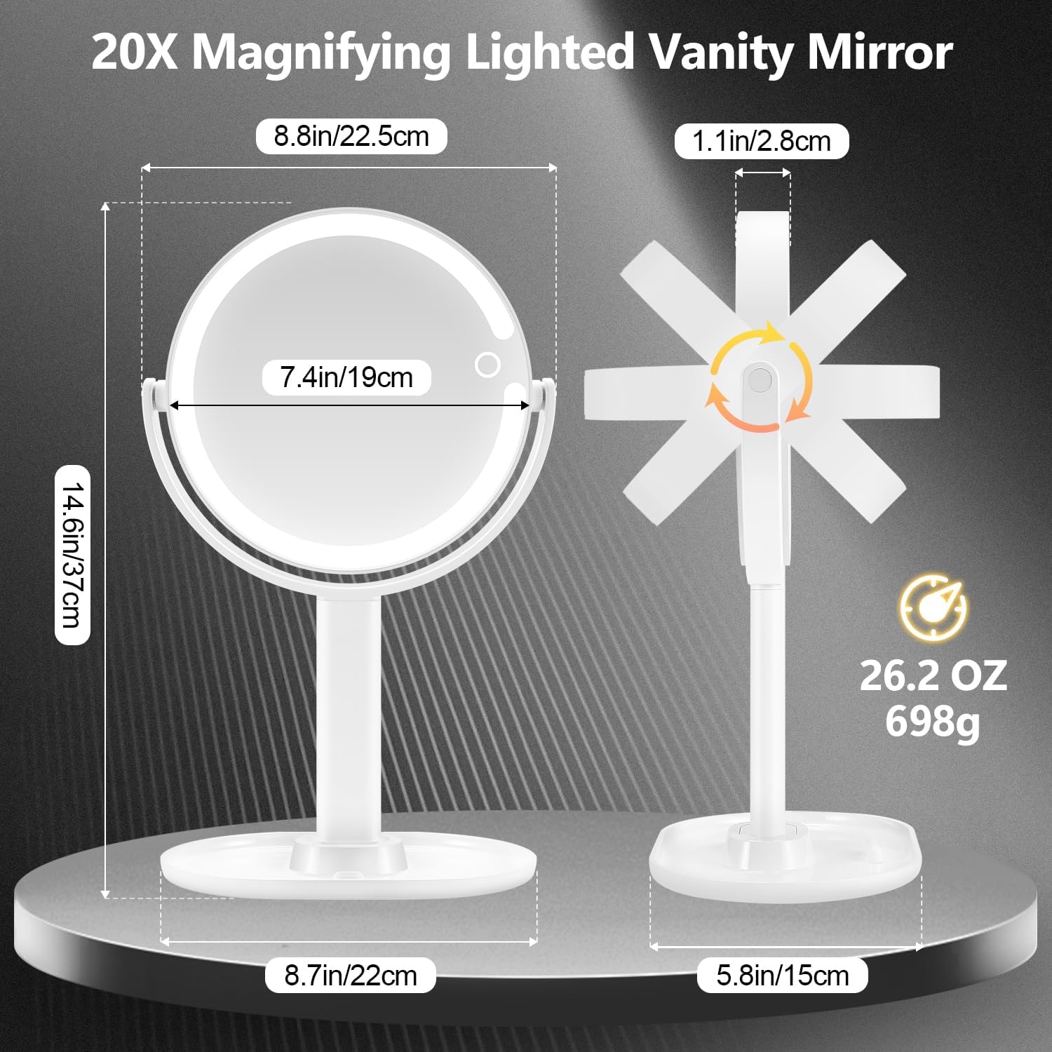 Thumbnail 5 de MIYADIVA 20X Magnifying Makeup Mirror with Lights ๐