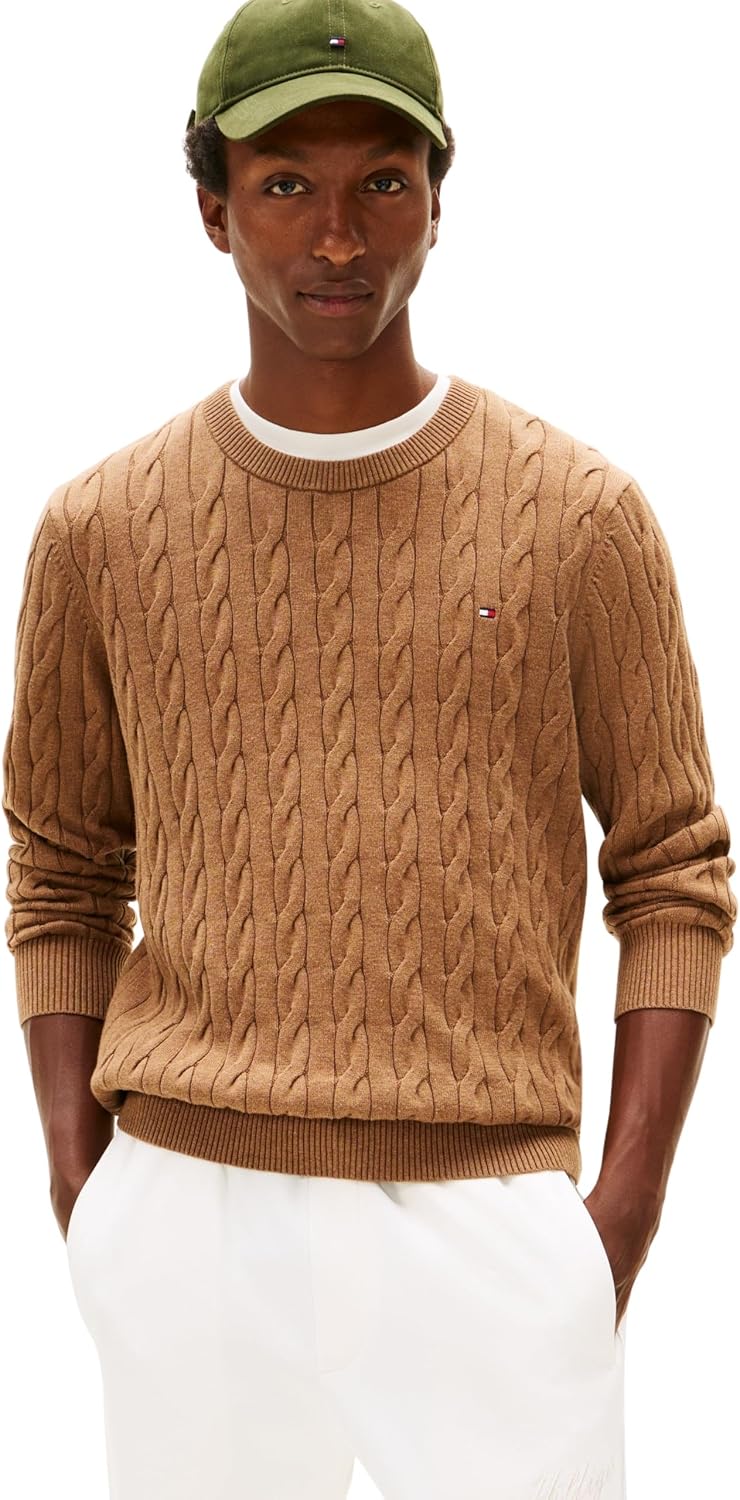 Detalle de Tommy Hilfiger Classic Cotton Cable Crew Neck suéter 100% algodón
