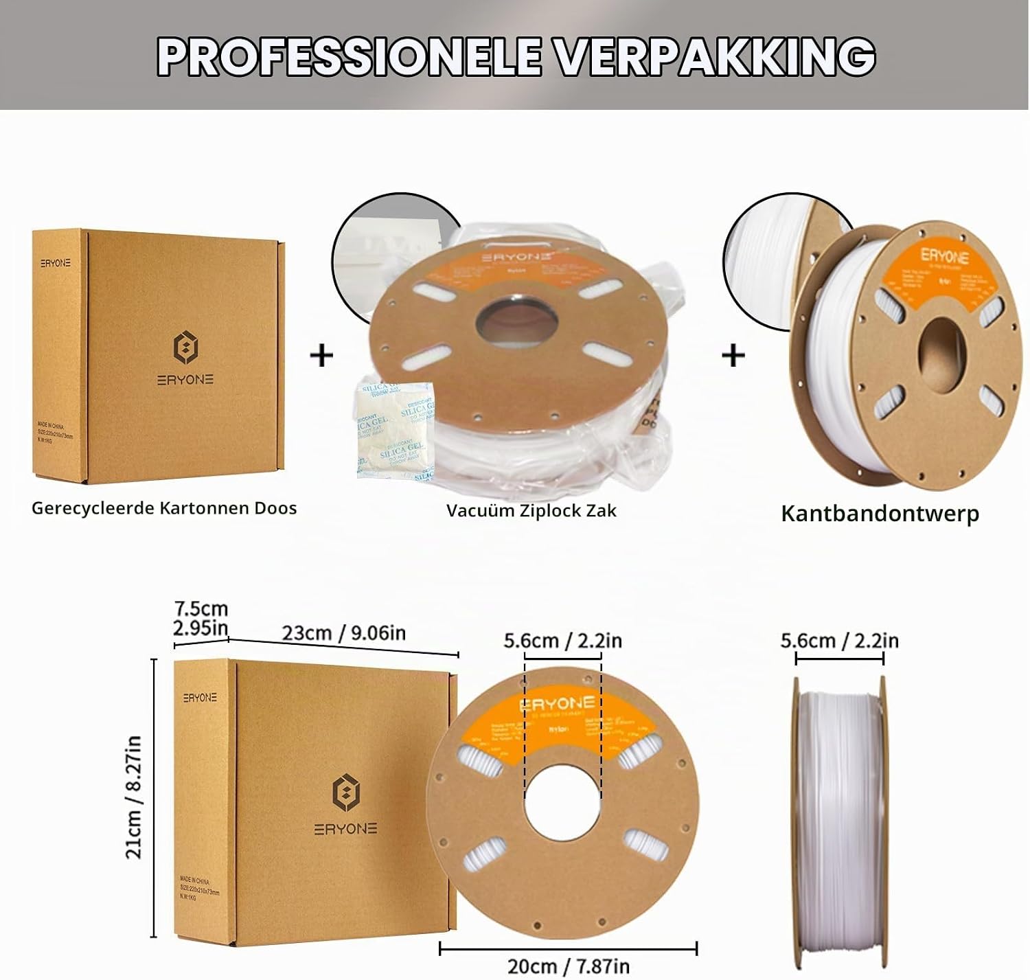 Detalle 2 de ERYONE Nylon PA6-filament 1,75 mm, wit, 1 kg