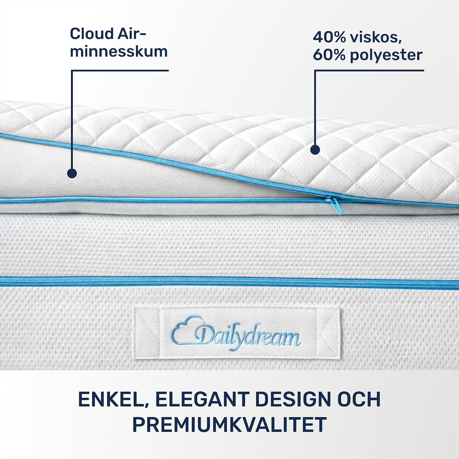 Detalle de Dailydream MWH-3065 bäddmadrass 140 × 200 cm i memoryskum, 3,5 cm