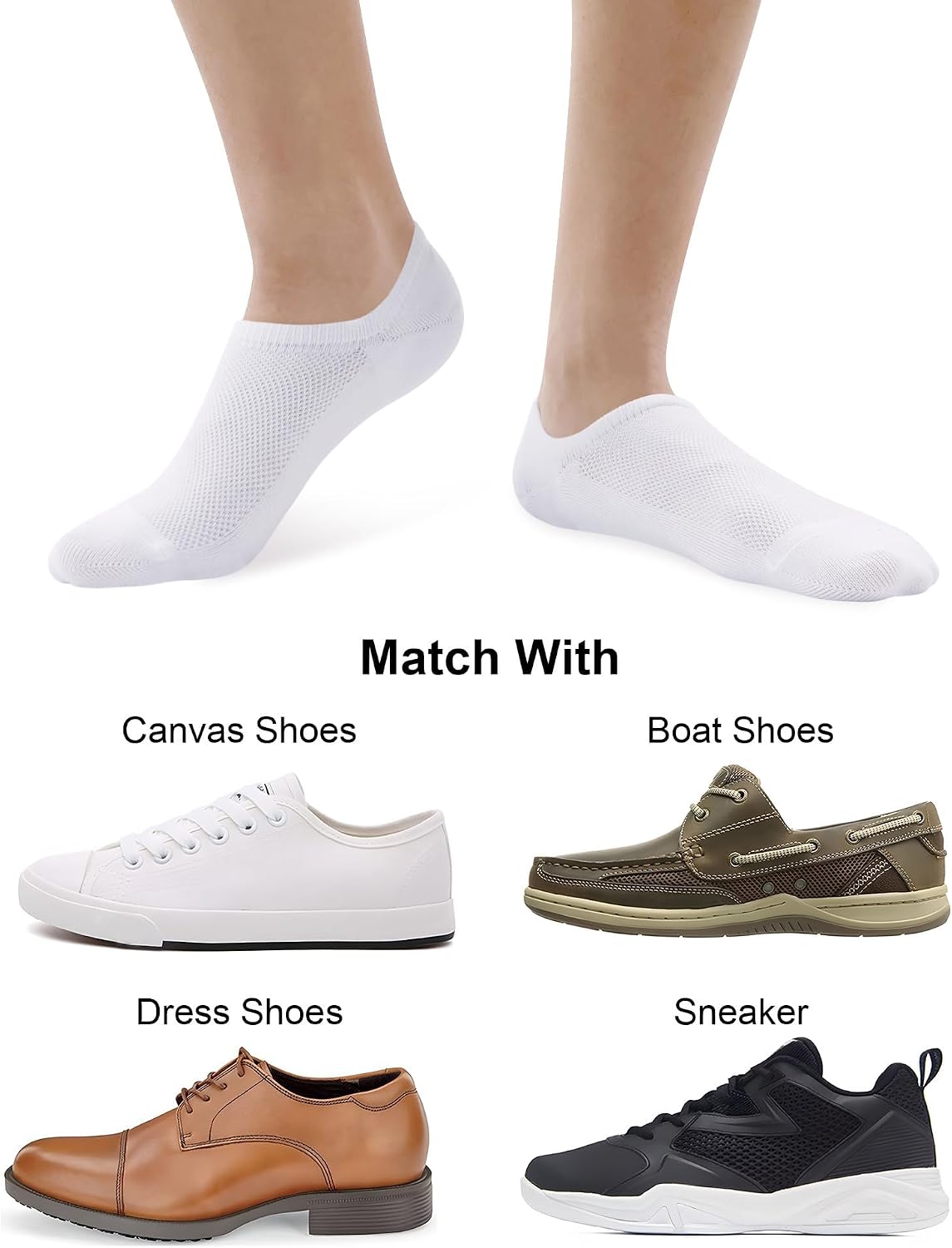 Detalle de SIXDAYSOX No Show Socks for Men (6/8 Pack) — Cotton, Thin, Low Cut, Non-Slip